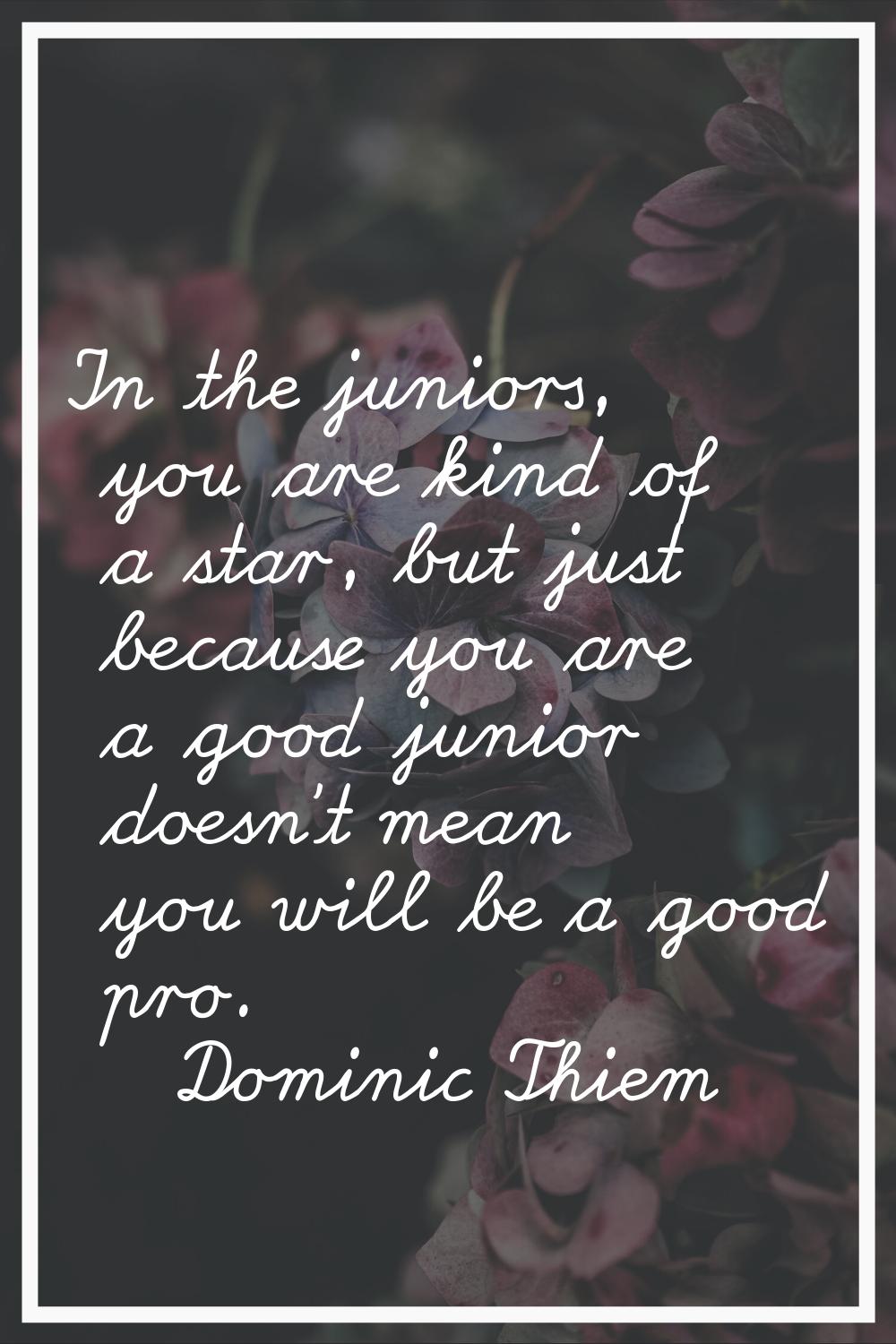 In the juniors, you are kind of a star, but just because you are a good junior doesn't mean you wil