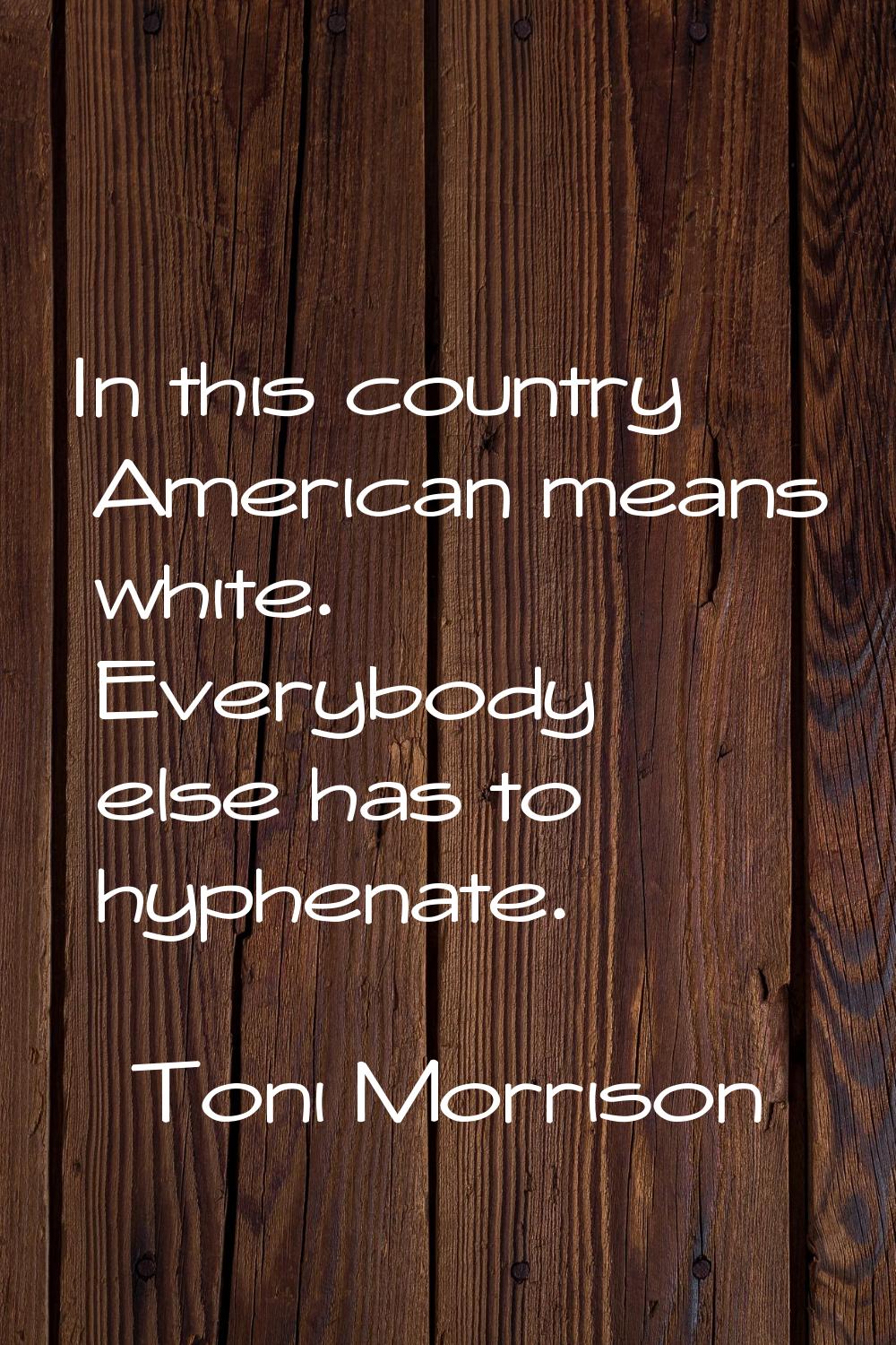 In this country American means white. Everybody else has to hyphenate.
