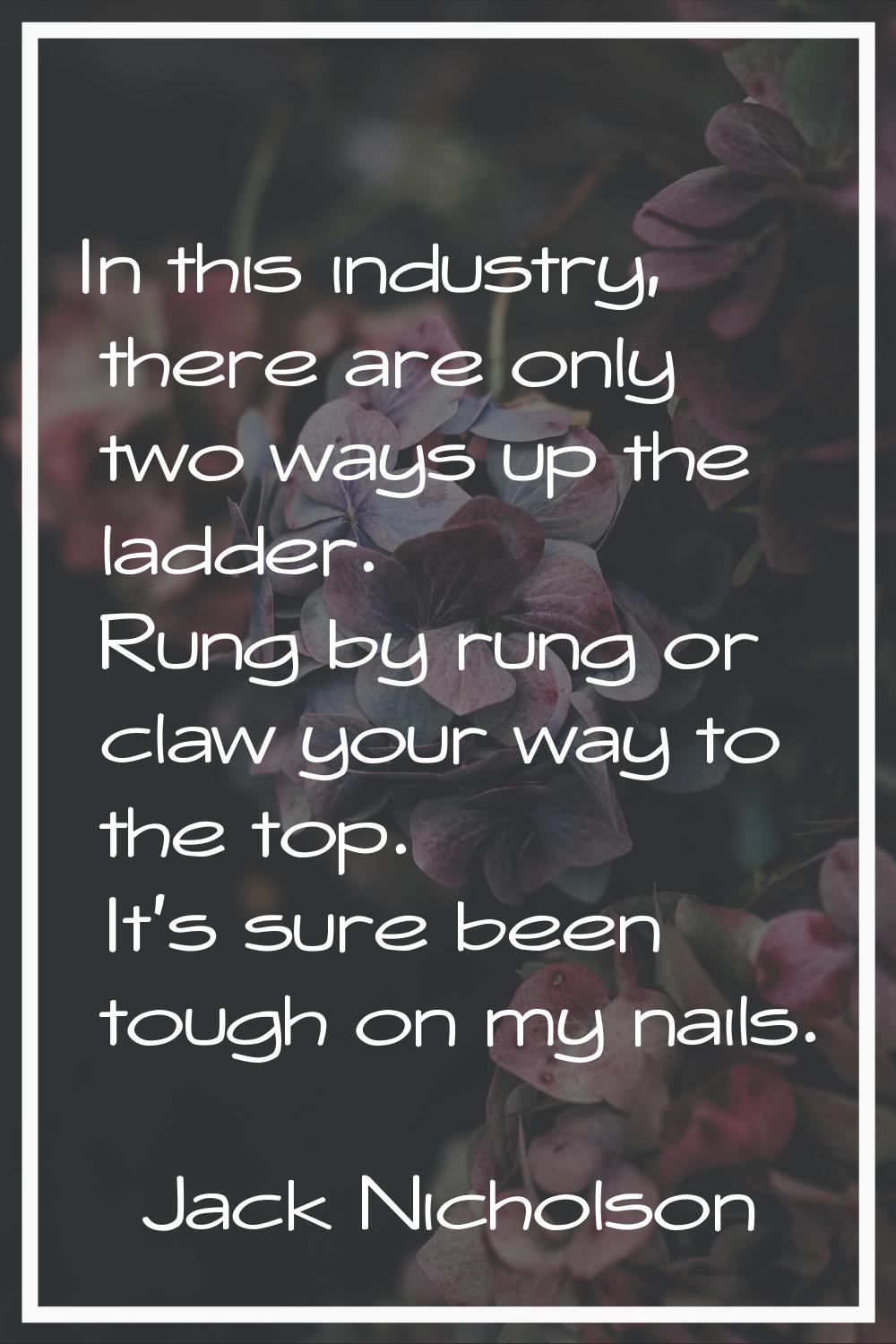 In this industry, there are only two ways up the ladder. Rung by rung or claw your way to the top. 