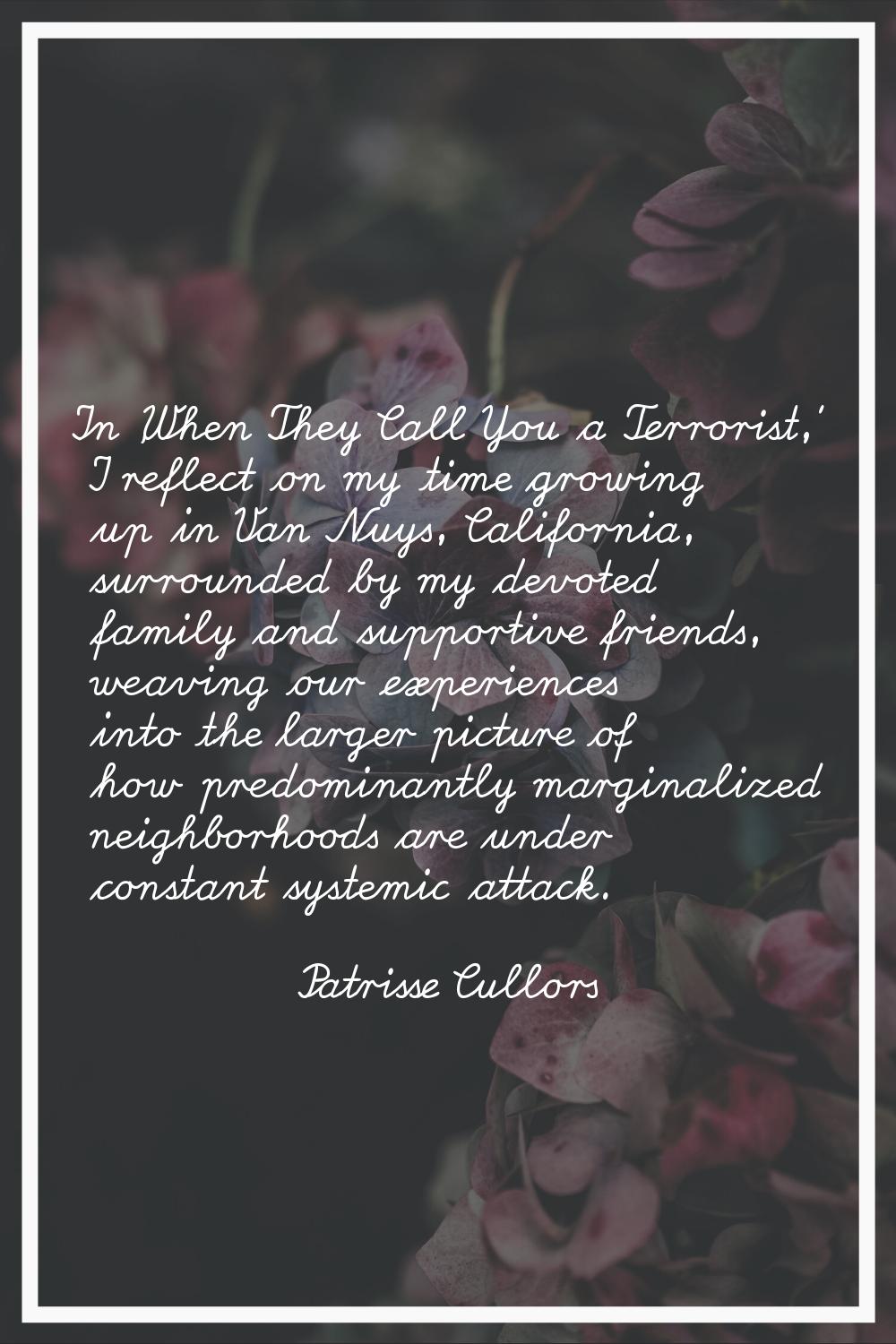 In 'When They Call You a Terrorist,' I reflect on my time growing up in Van Nuys, California, surro
