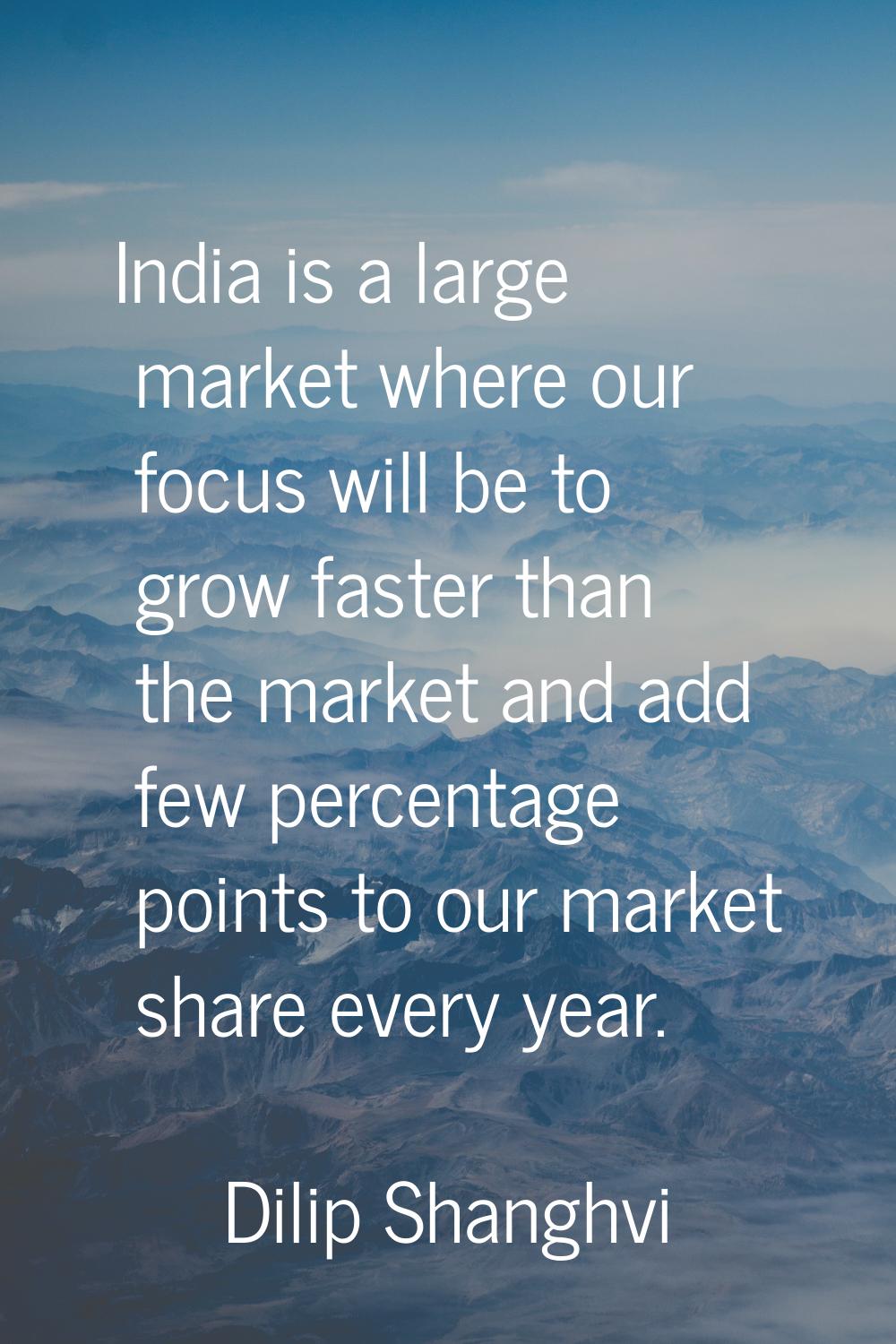 India is a large market where our focus will be to grow faster than the market and add few percenta