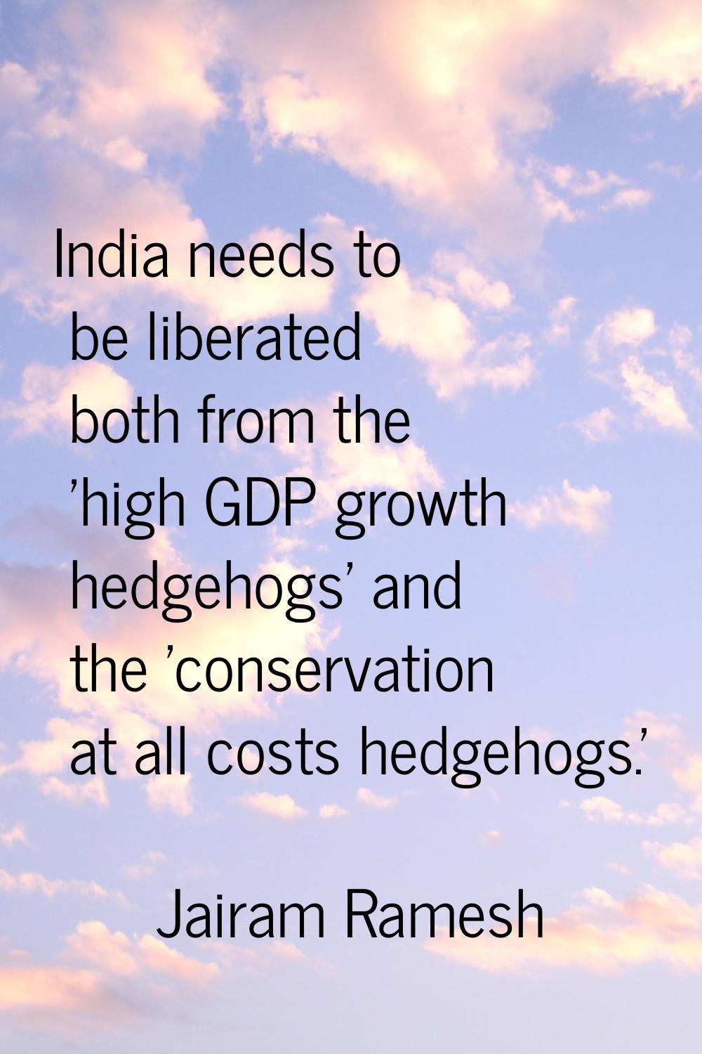 India needs to be liberated both from the 'high GDP growth hedgehogs' and the 'conservation at all 