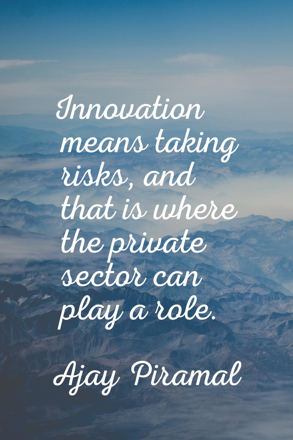 Innovation means taking risks, and that is where the private sector can play a role.
