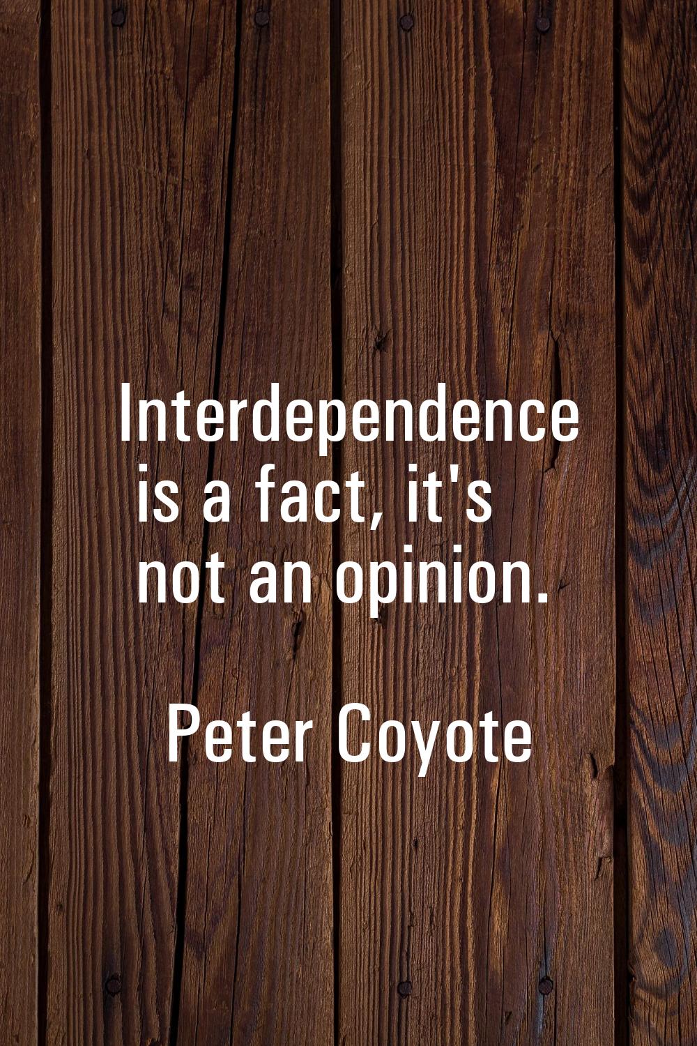 Interdependence is a fact, it's not an opinion.