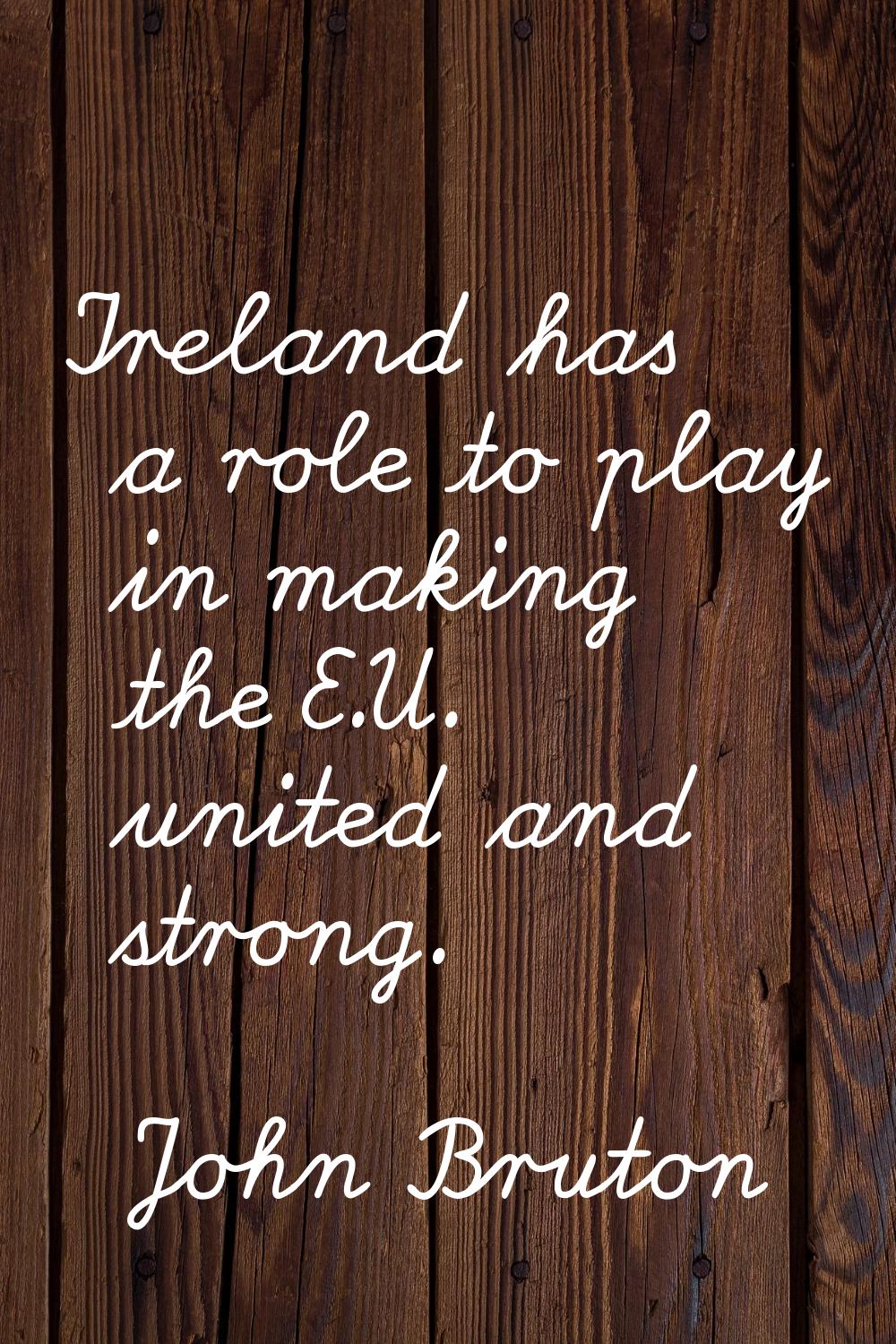 Ireland has a role to play in making the E.U. united and strong.