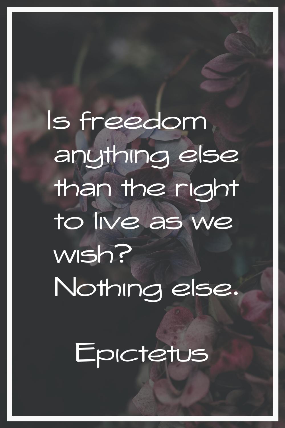 Is freedom anything else than the right to live as we wish? Nothing else.