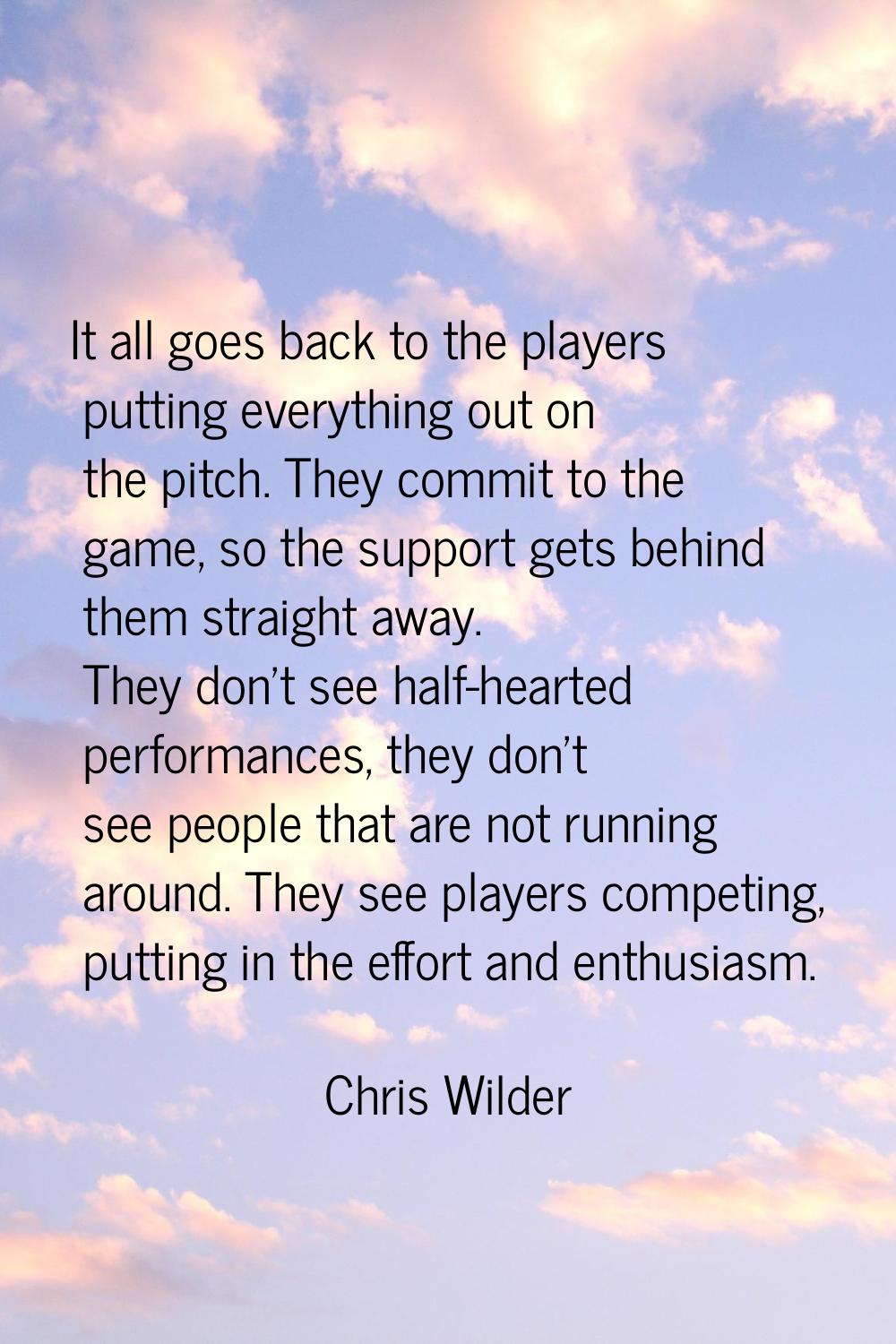 It all goes back to the players putting everything out on the pitch. They commit to the game, so th