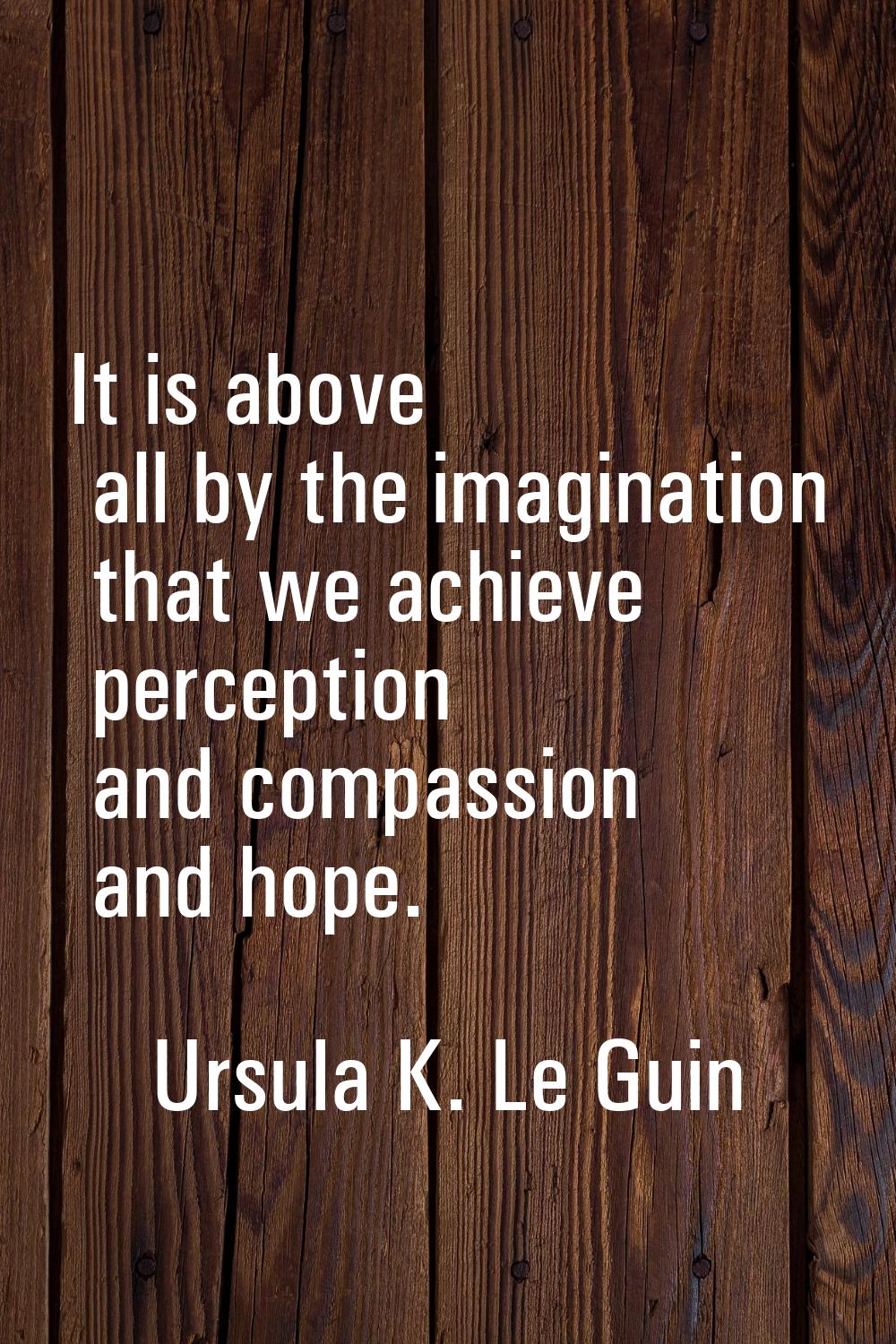It is above all by the imagination that we achieve perception and compassion and hope.