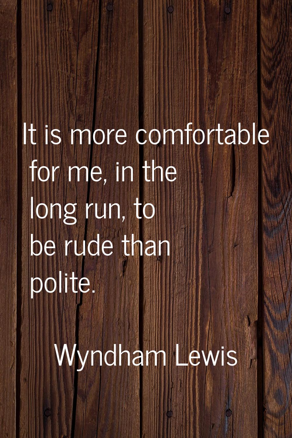 It is more comfortable for me, in the long run, to be rude than polite.