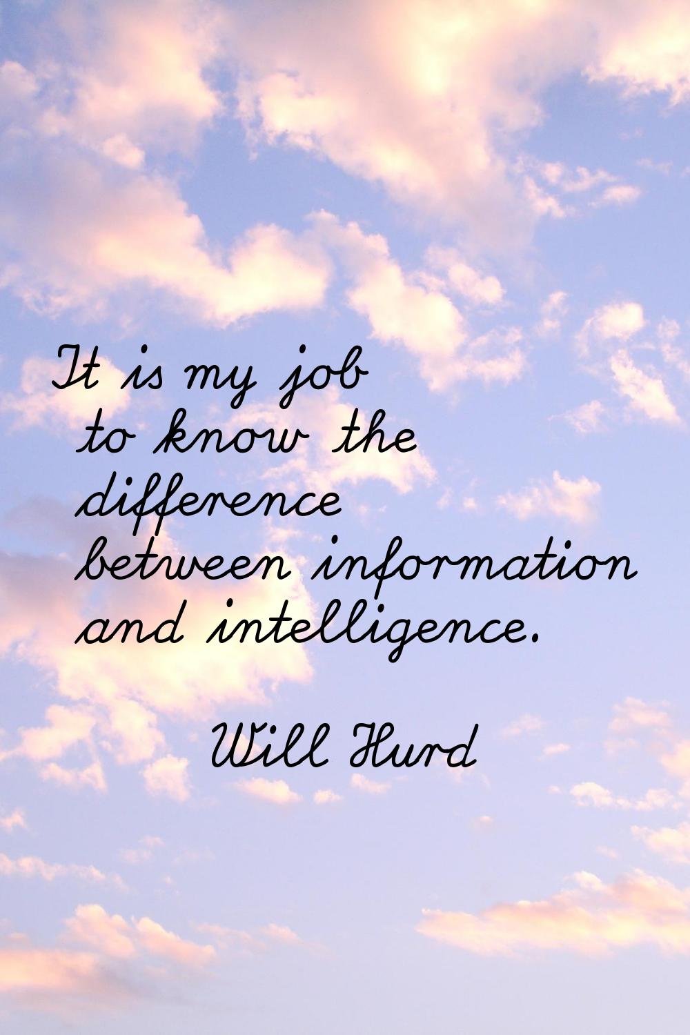 It is my job to know the difference between information and intelligence.