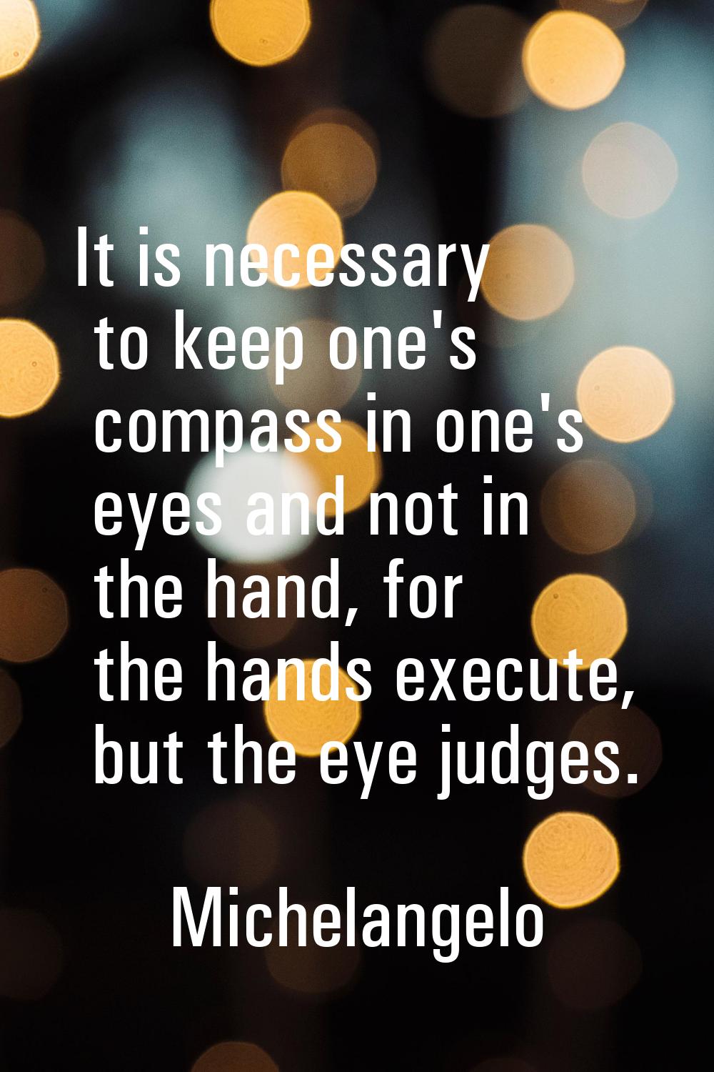 It is necessary to keep one's compass in one's eyes and not in the hand, for the hands execute, but
