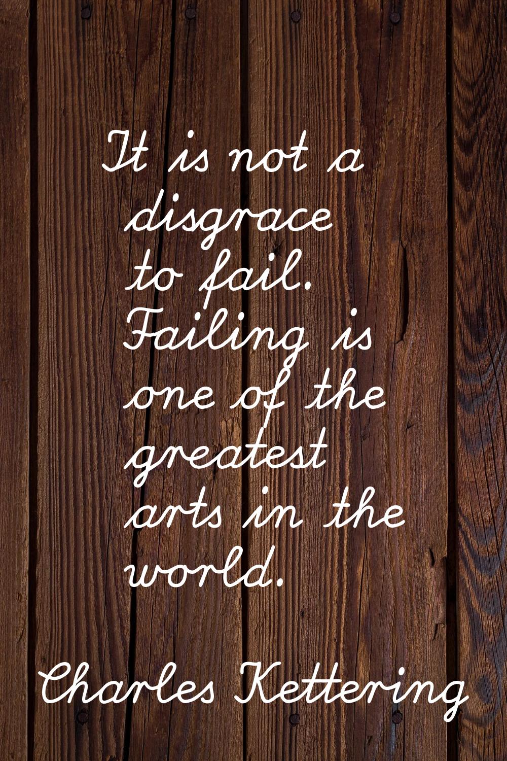 It is not a disgrace to fail. Failing is one of the greatest arts in the world.