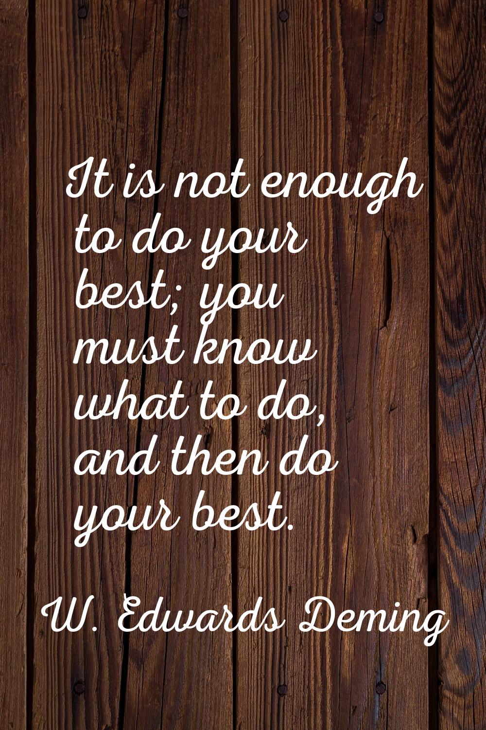 It is not enough to do your best; you must know what to do, and then do your best.