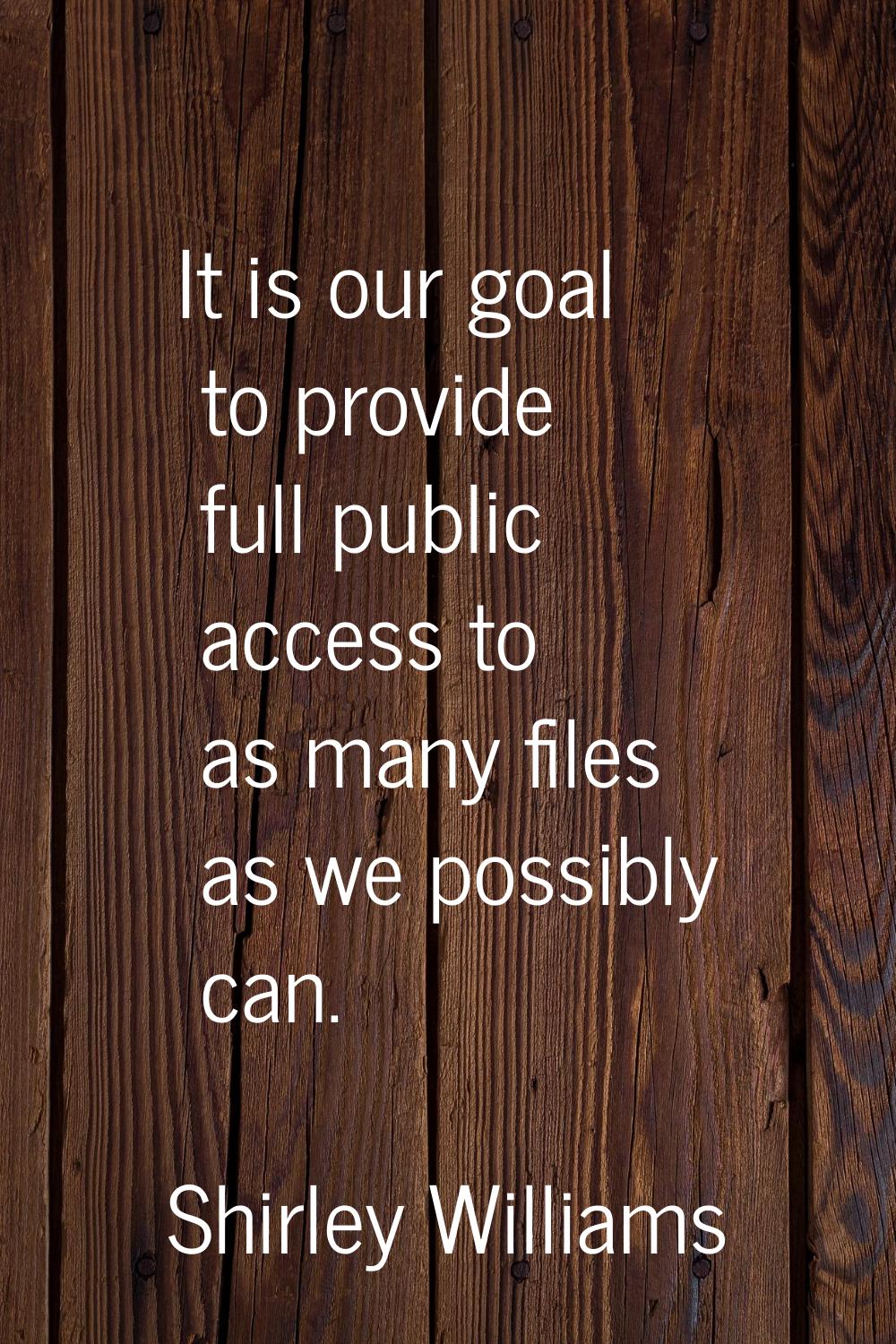 It is our goal to provide full public access to as many files as we possibly can.