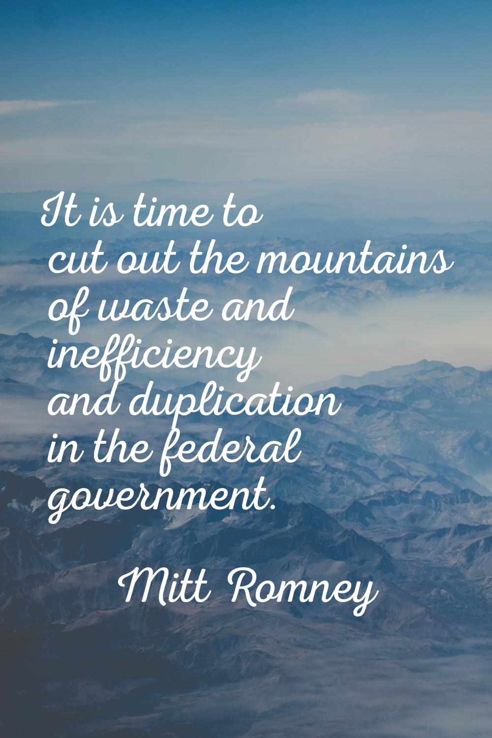 It is time to cut out the mountains of waste and inefficiency and duplication in the federal govern