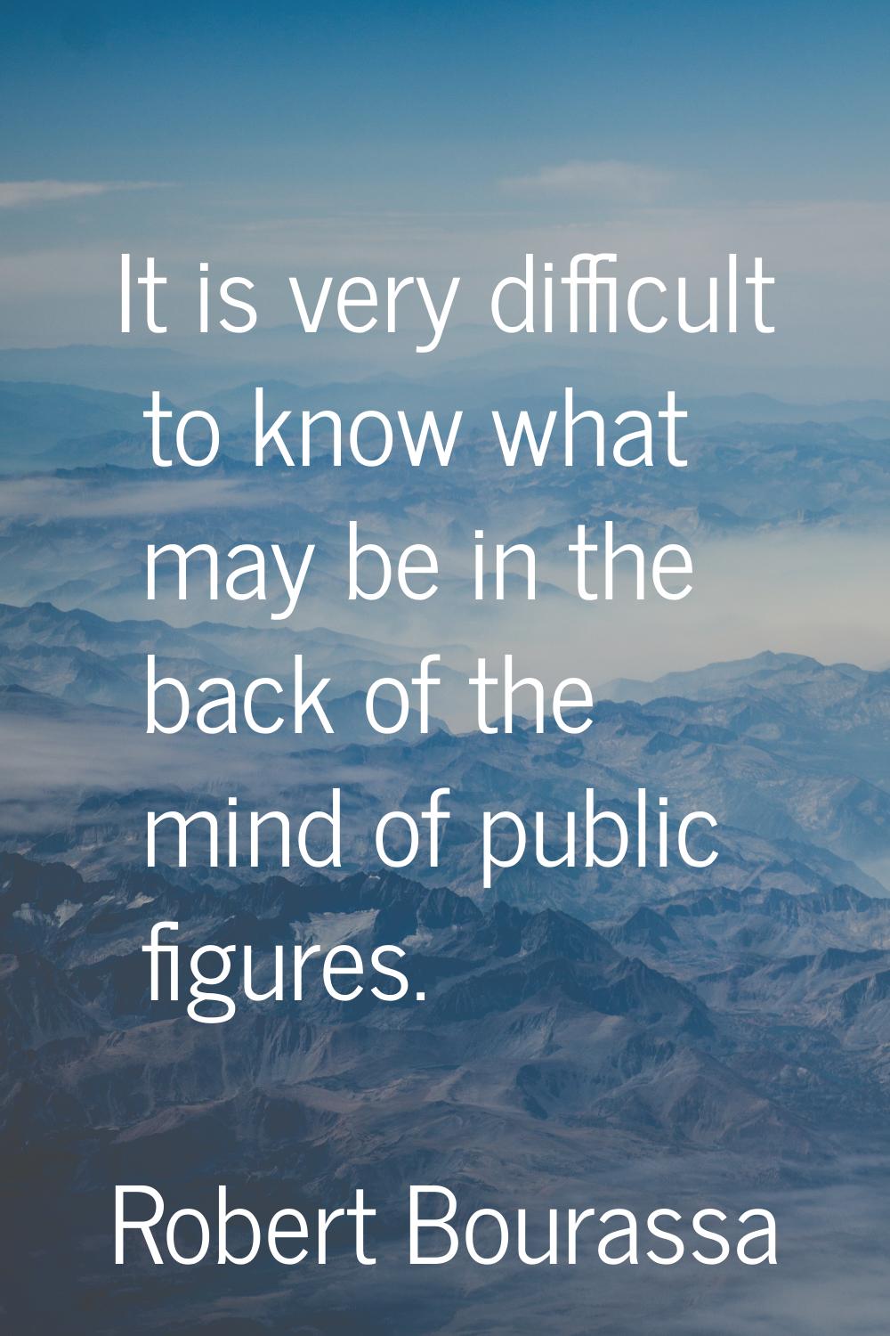 It is very difficult to know what may be in the back of the mind of public figures.