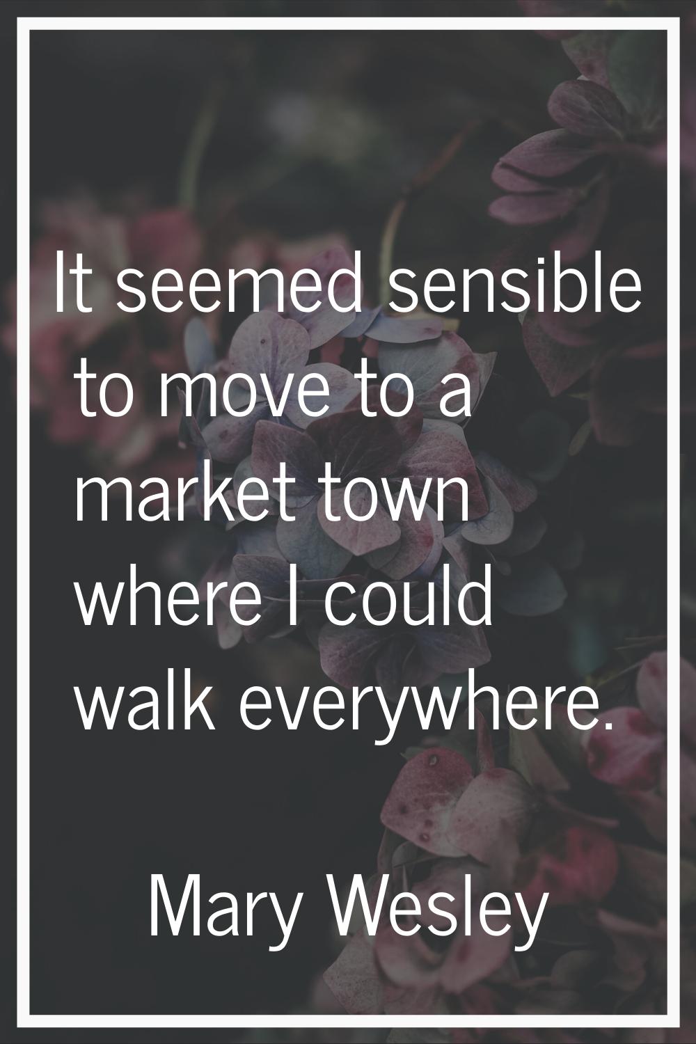 It seemed sensible to move to a market town where I could walk everywhere.