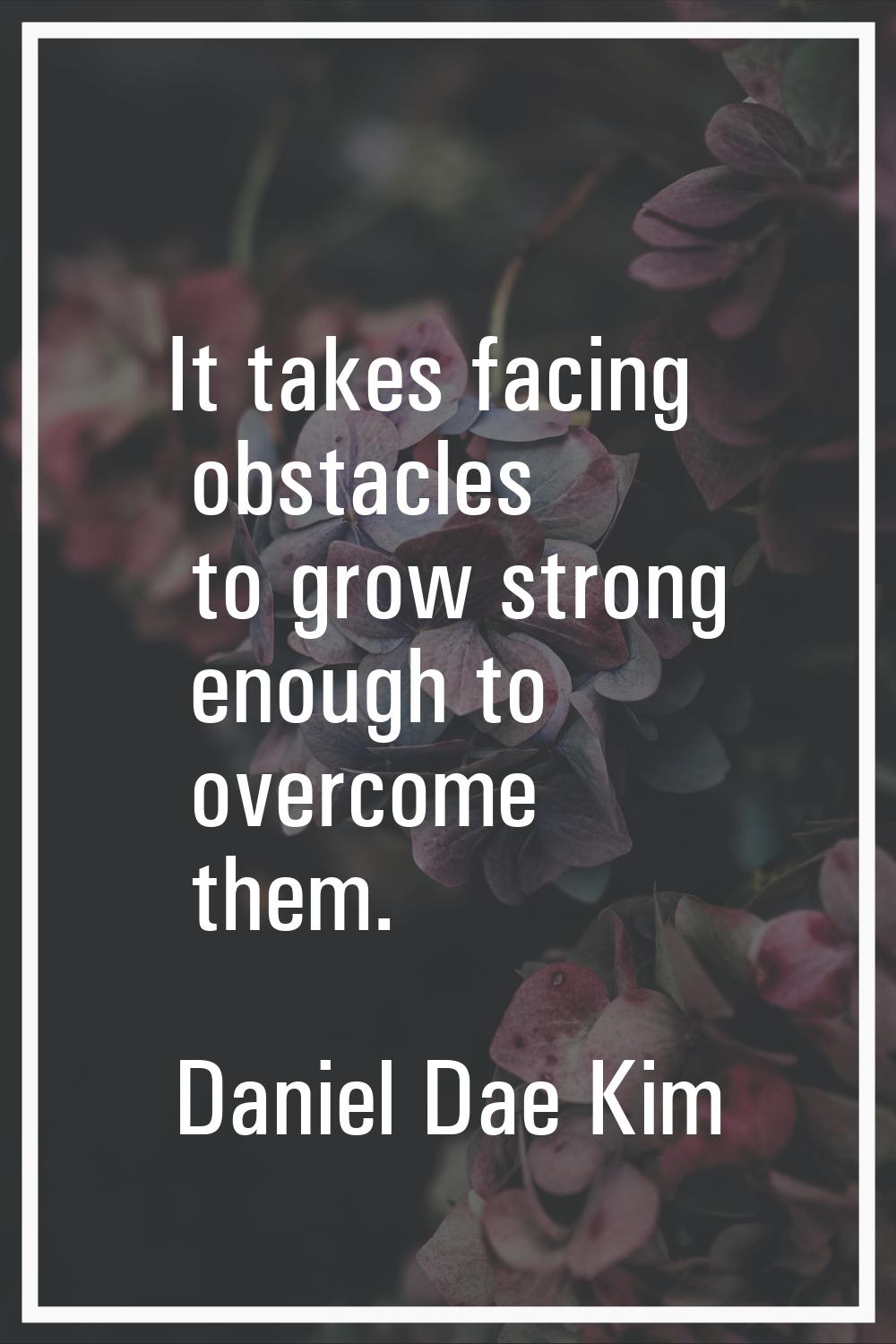 It takes facing obstacles to grow strong enough to overcome them.