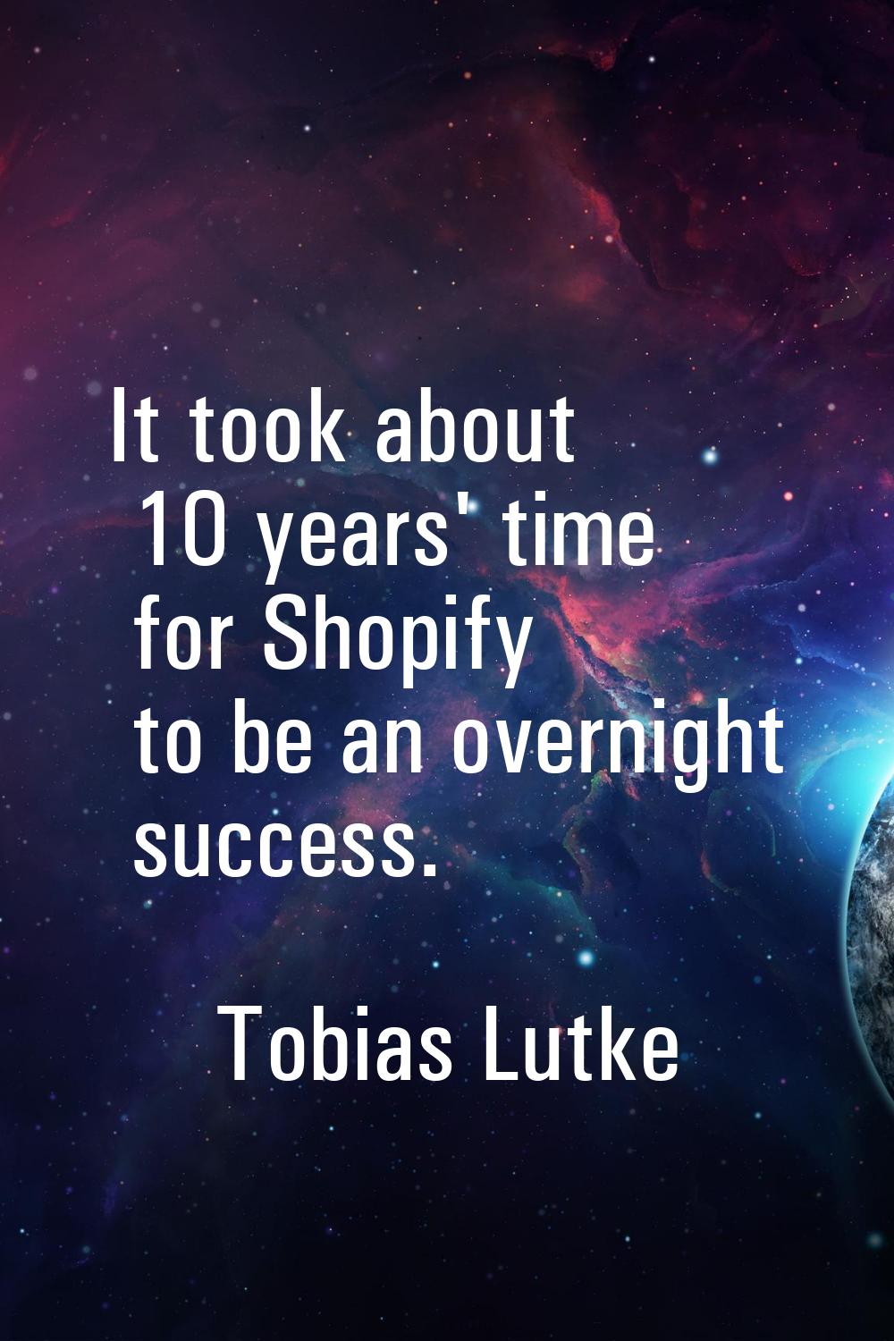 It took about 10 years' time for Shopify to be an overnight success.