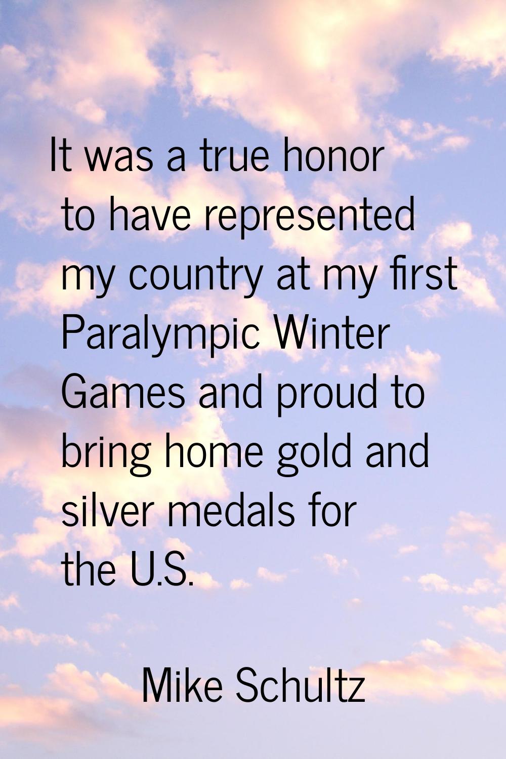 It was a true honor to have represented my country at my first Paralympic Winter Games and proud to