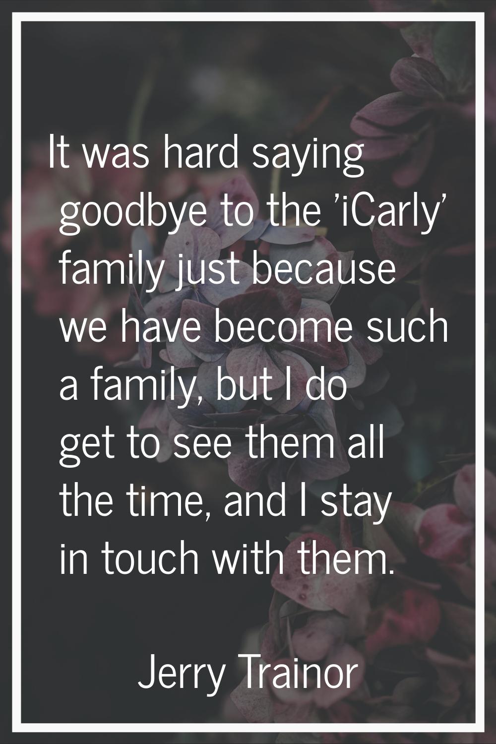 It was hard saying goodbye to the 'iCarly' family just because we have become such a family, but I 