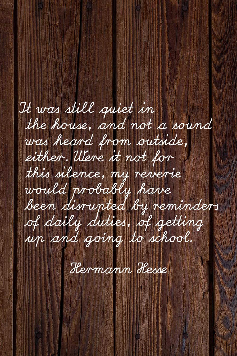 It was still quiet in the house, and not a sound was heard from outside, either. Were it not for th