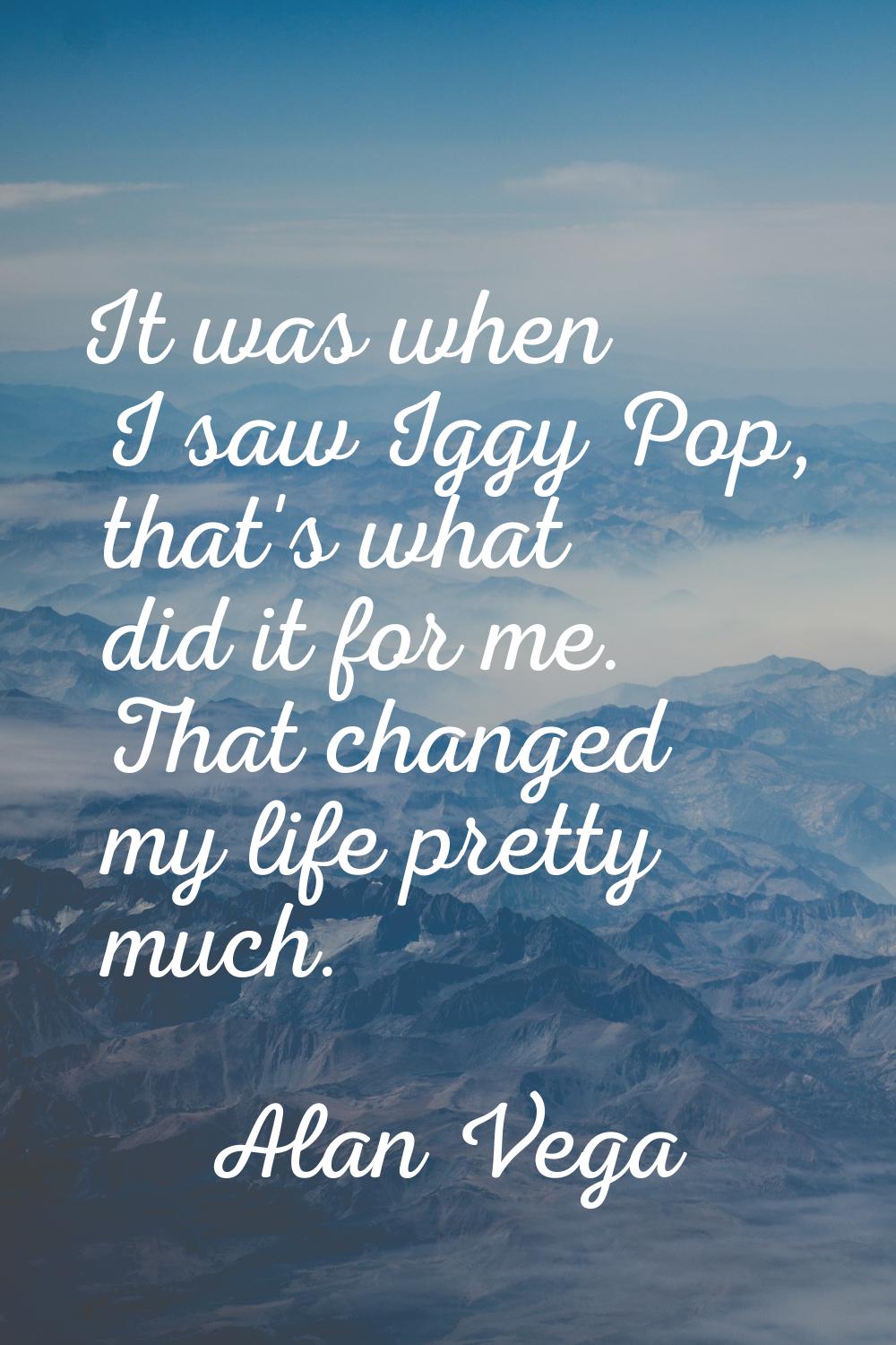 It was when I saw Iggy Pop, that's what did it for me. That changed my life pretty much.