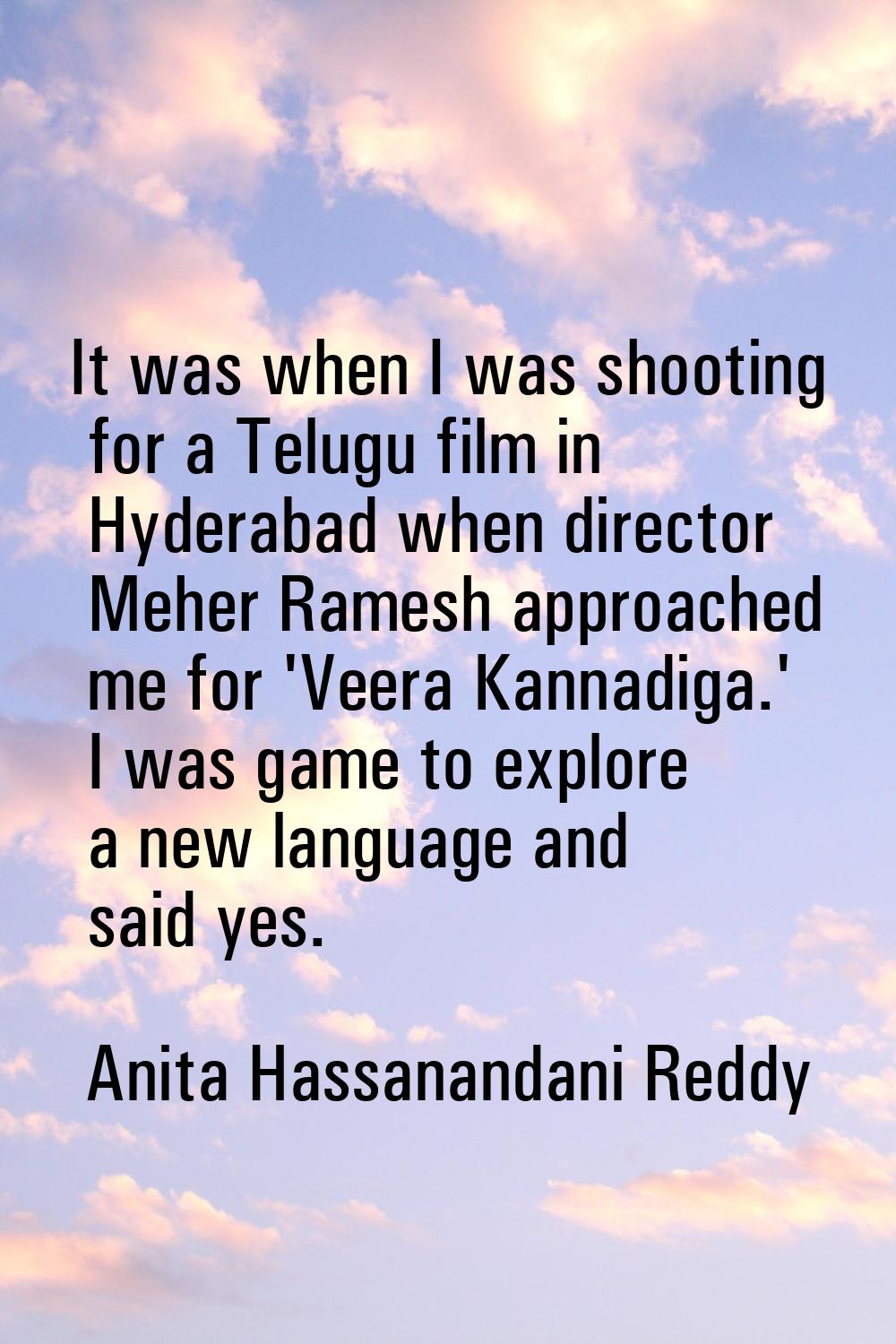 It was when I was shooting for a Telugu film in Hyderabad when director Meher Ramesh approached me 