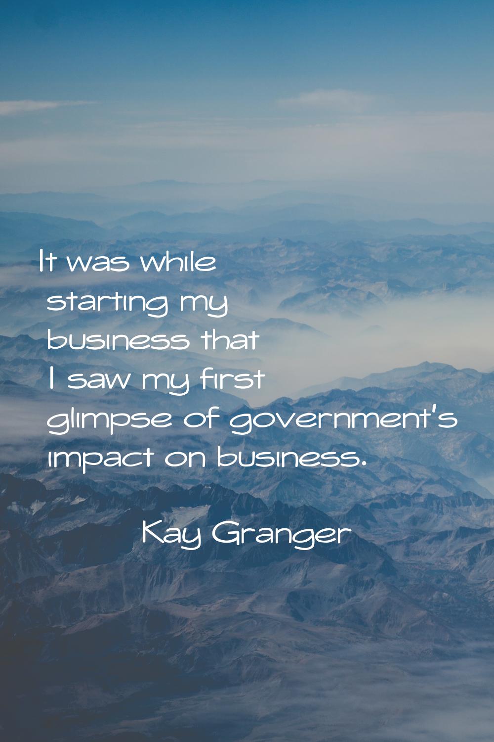 It was while starting my business that I saw my first glimpse of government's impact on business.