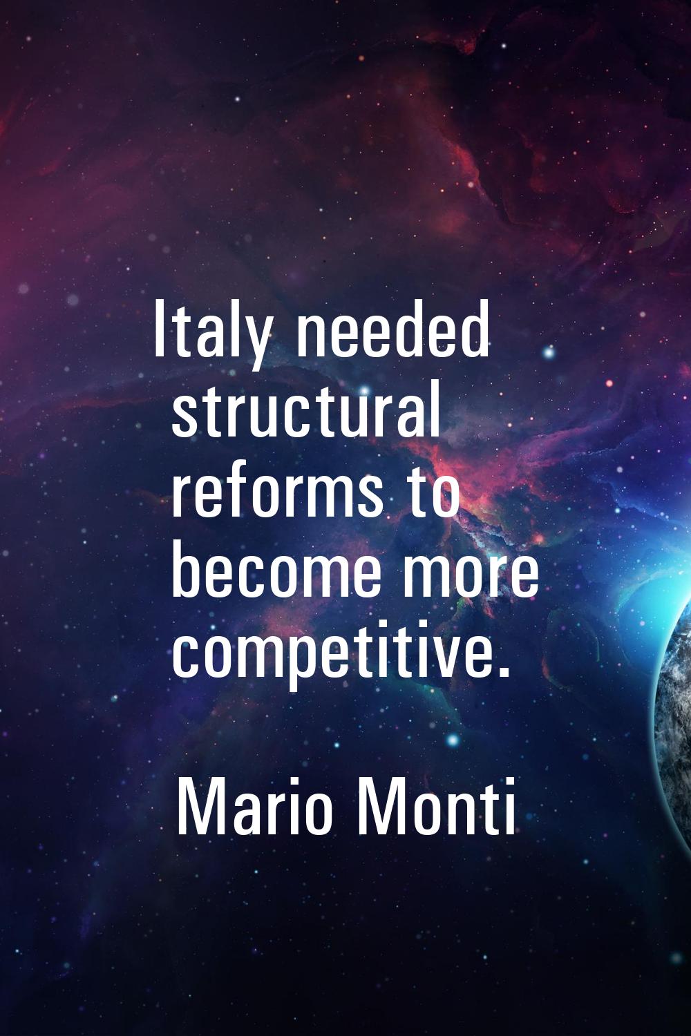 Italy needed structural reforms to become more competitive.