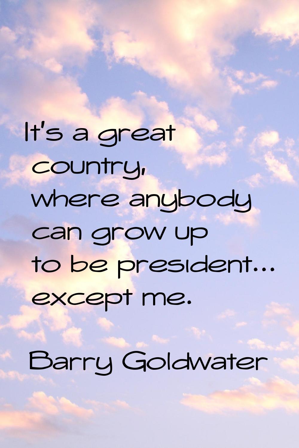 It's a great country, where anybody can grow up to be president... except me.