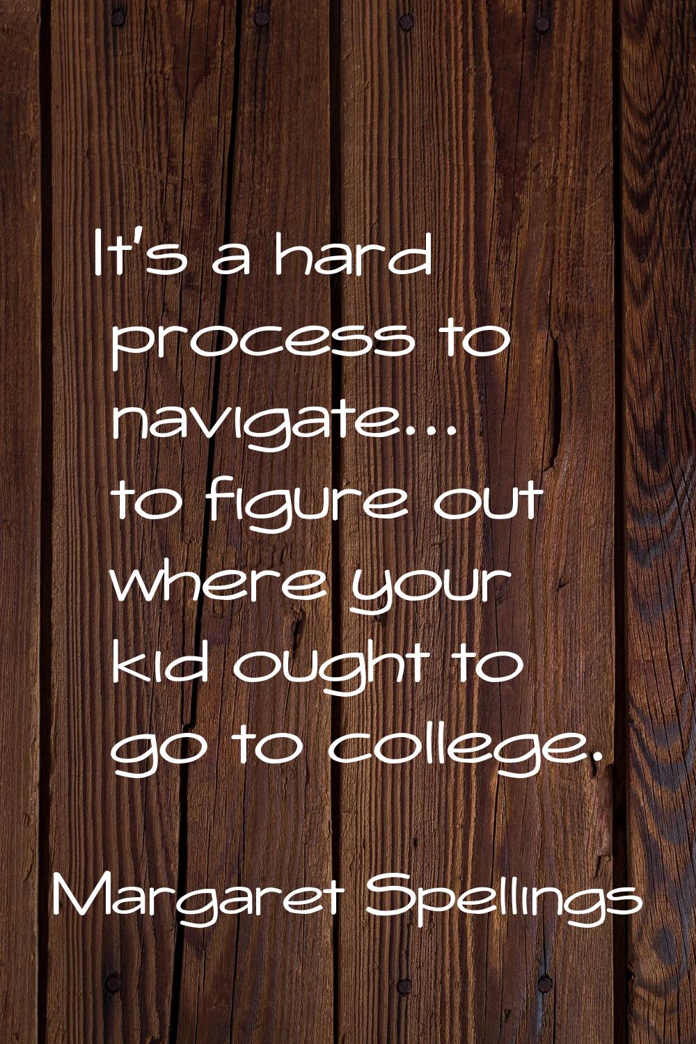 It's a hard process to navigate... to figure out where your kid ought to go to college.
