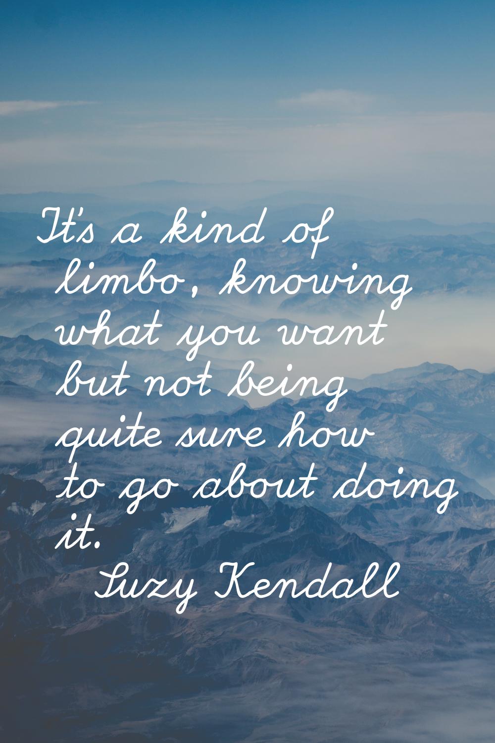 It's a kind of limbo, knowing what you want but not being quite sure how to go about doing it.