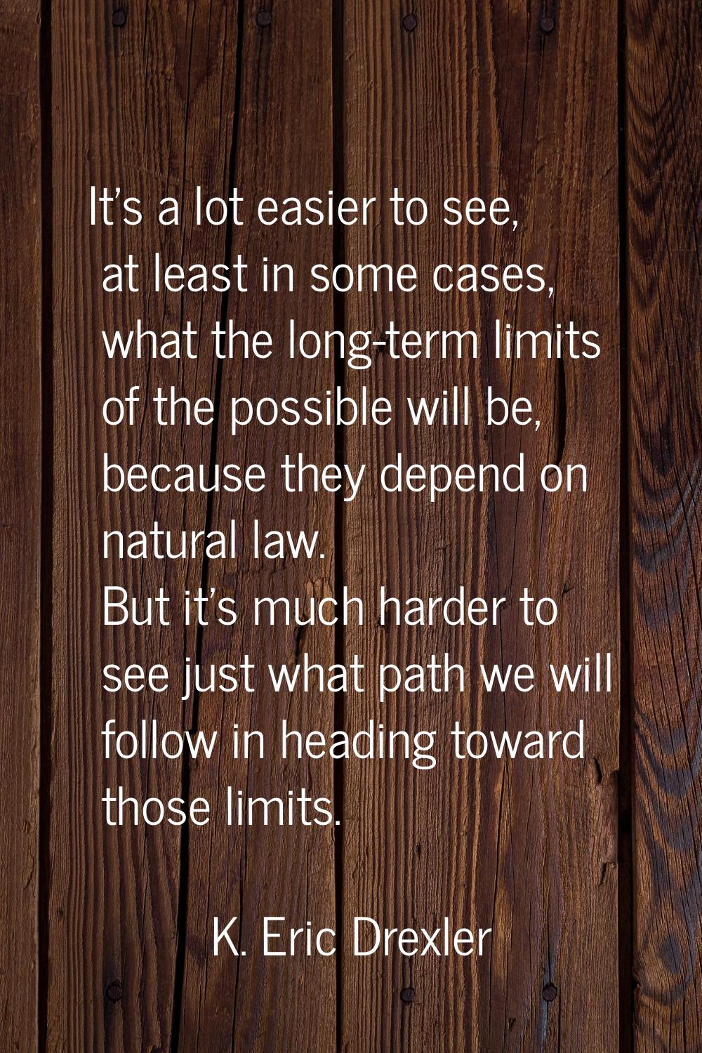 It's a lot easier to see, at least in some cases, what the long-term limits of the possible will be