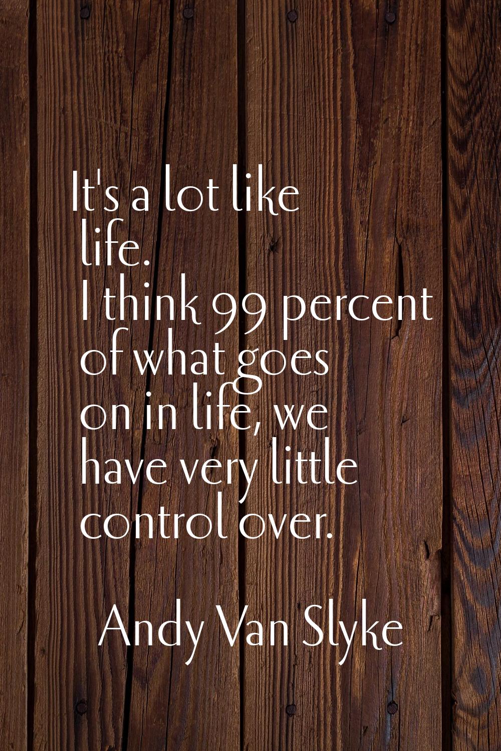 It's a lot like life. I think 99 percent of what goes on in life, we have very little control over.