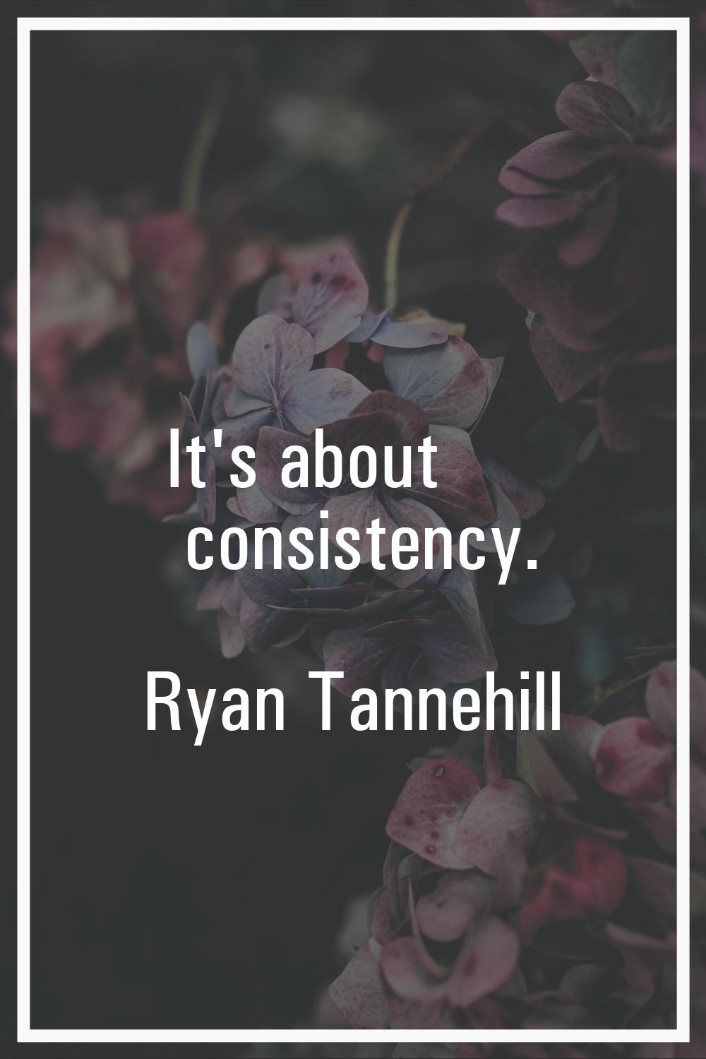 It's about consistency.