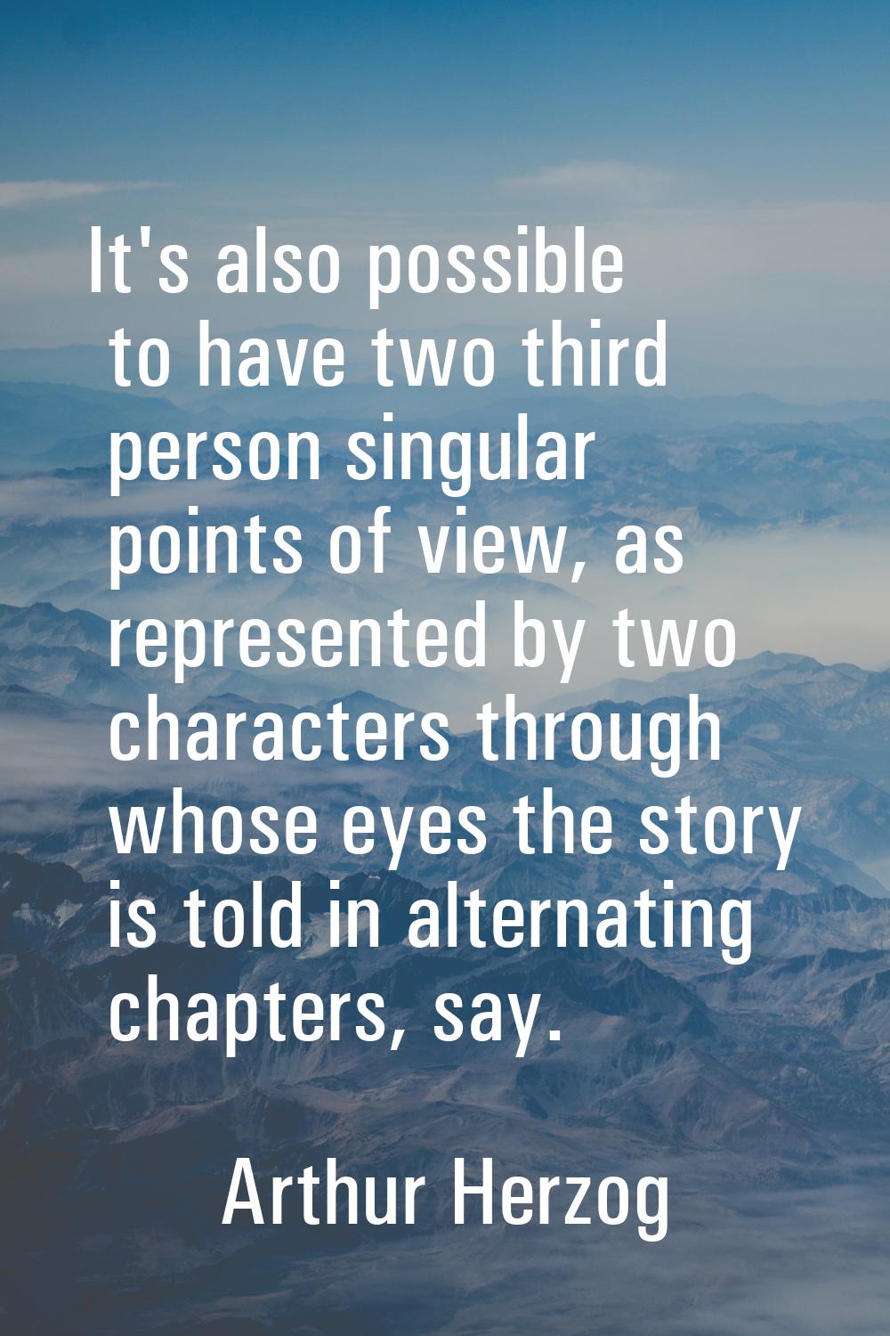 It's also possible to have two third person singular points of view, as represented by two characte