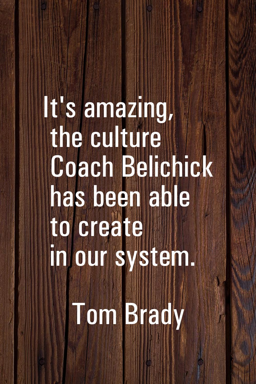 It's amazing, the culture Coach Belichick has been able to create in our system.