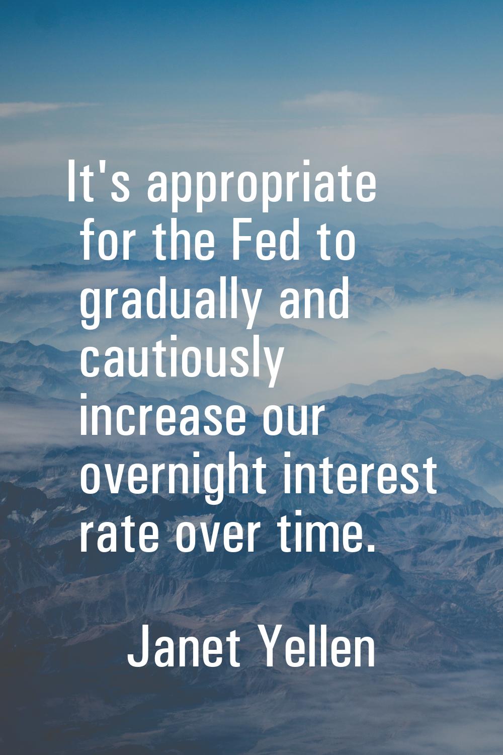 It's appropriate for the Fed to gradually and cautiously increase our overnight interest rate over 