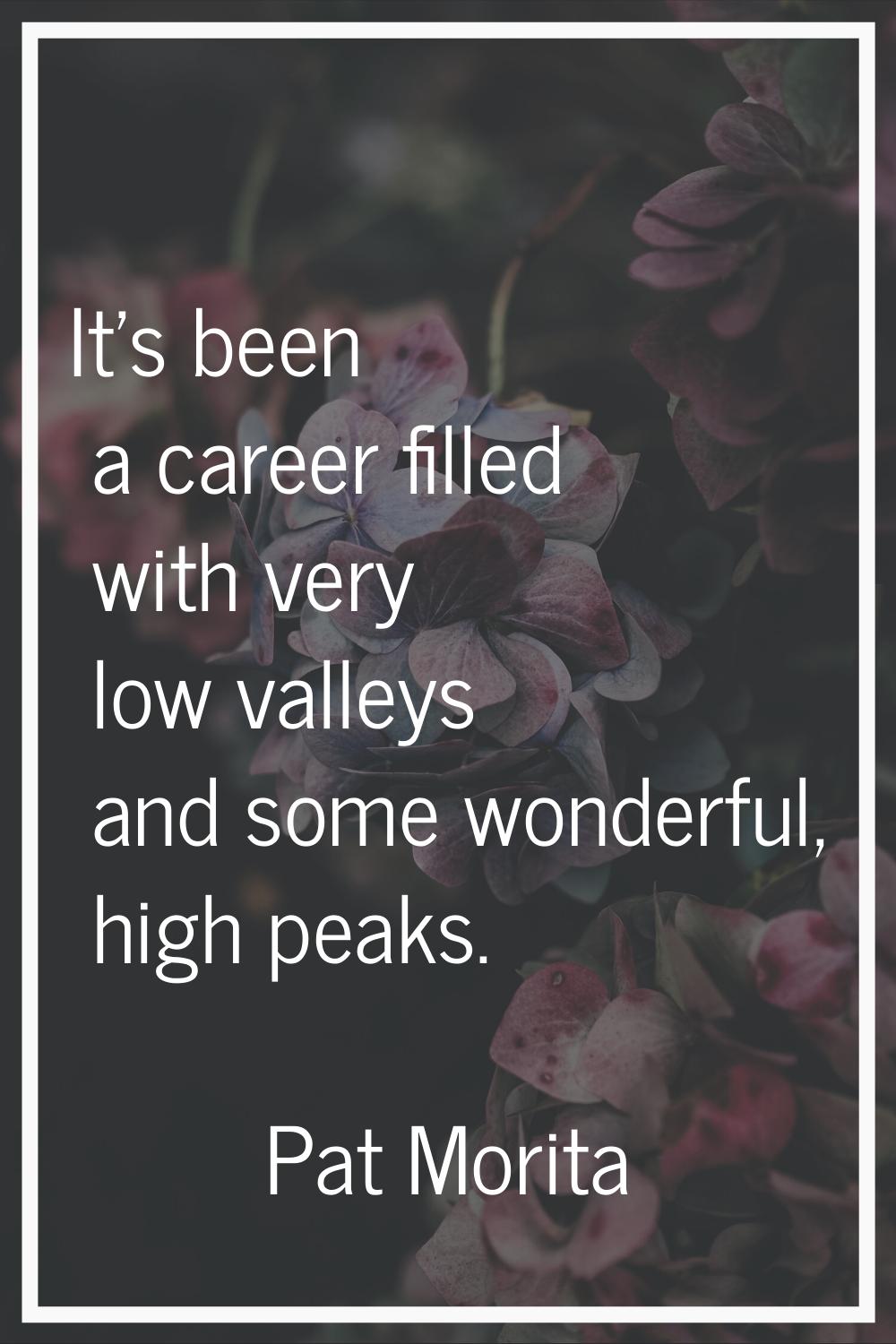 It's been a career filled with very low valleys and some wonderful, high peaks.
