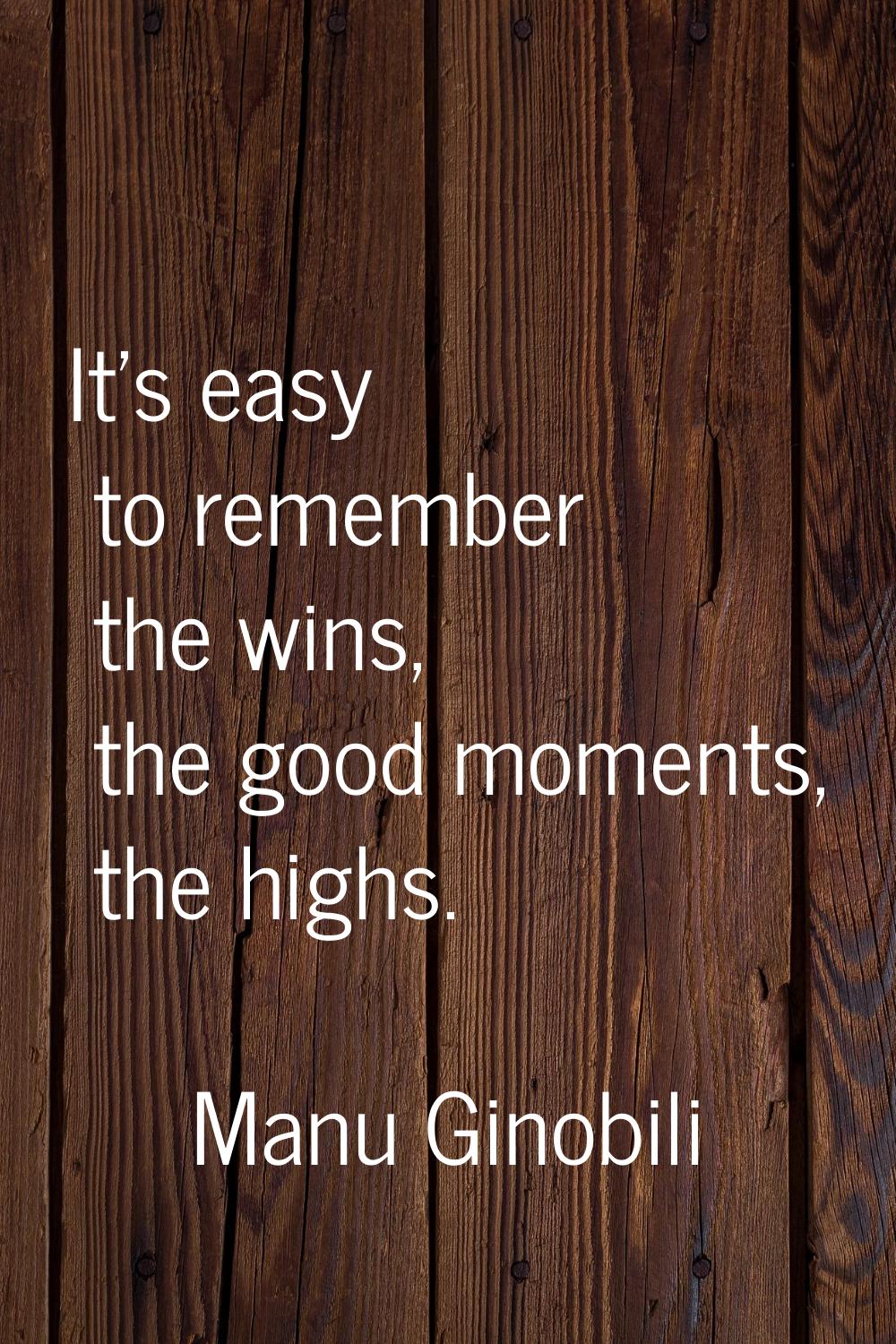 It's easy to remember the wins, the good moments, the highs.
