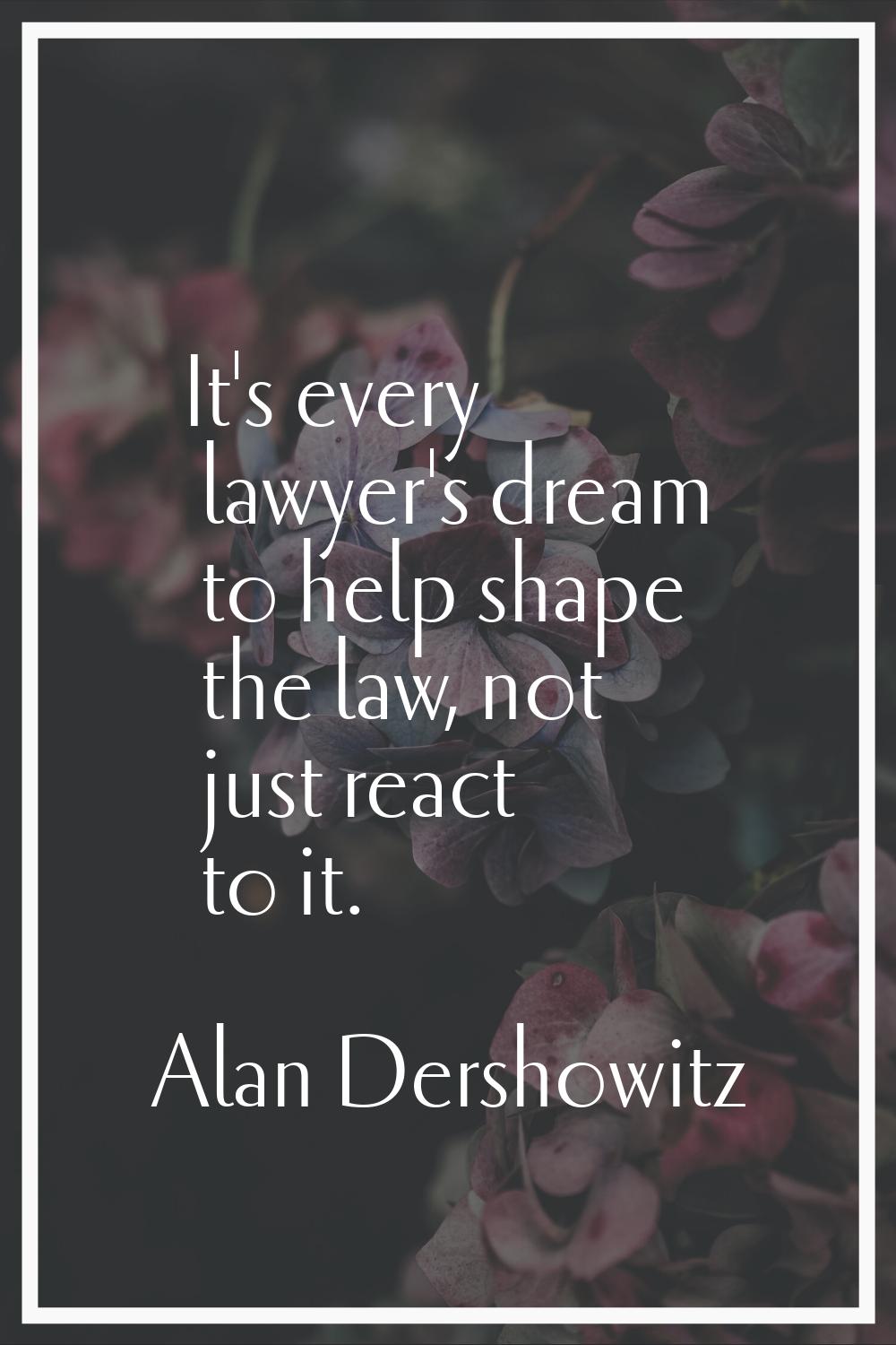 It's every lawyer's dream to help shape the law, not just react to it.