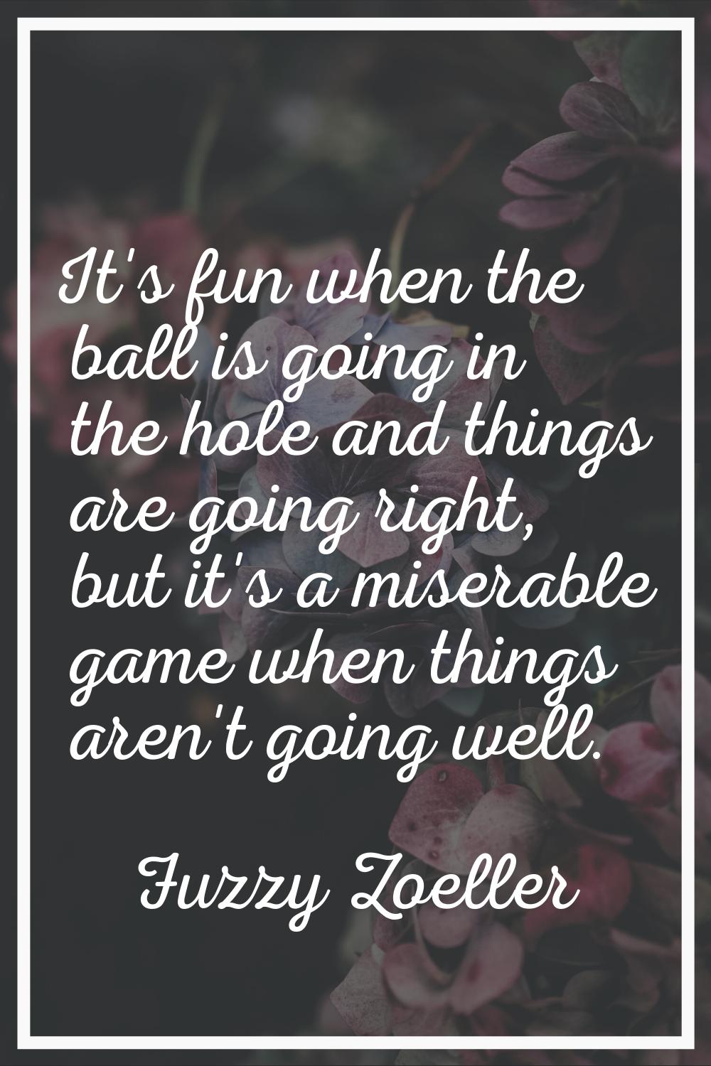 It's fun when the ball is going in the hole and things are going right, but it's a miserable game w