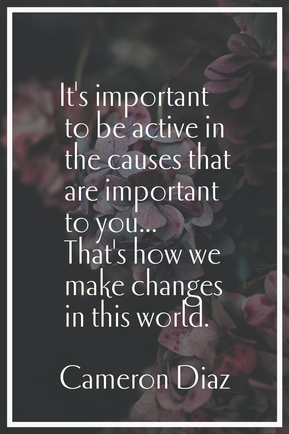 It's important to be active in the causes that are important to you... That's how we make changes i