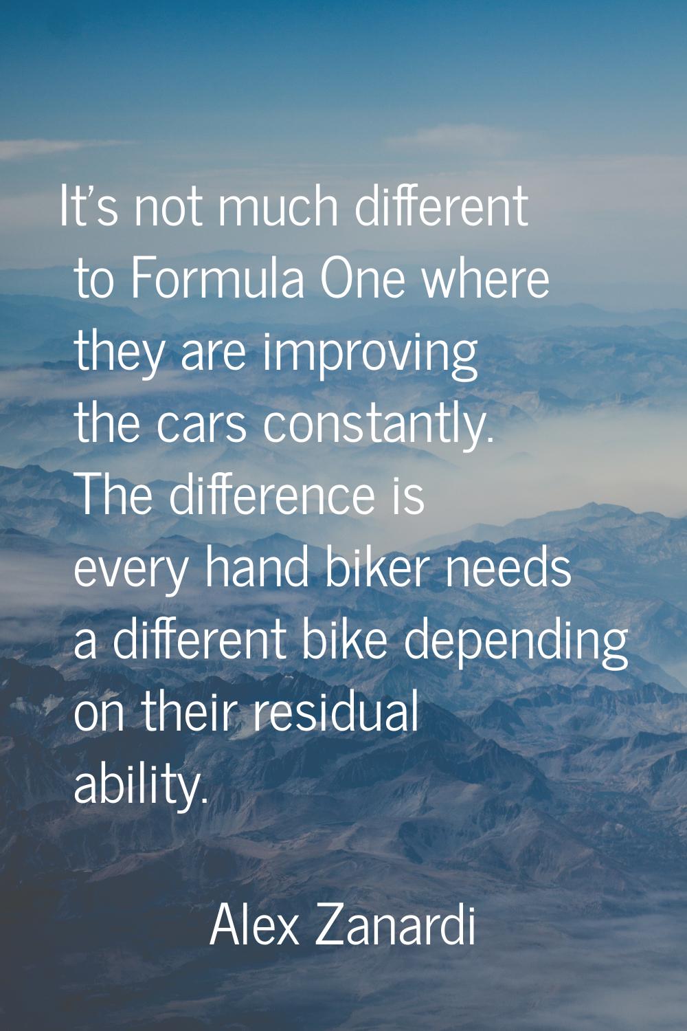 It's not much different to Formula One where they are improving the cars constantly. The difference