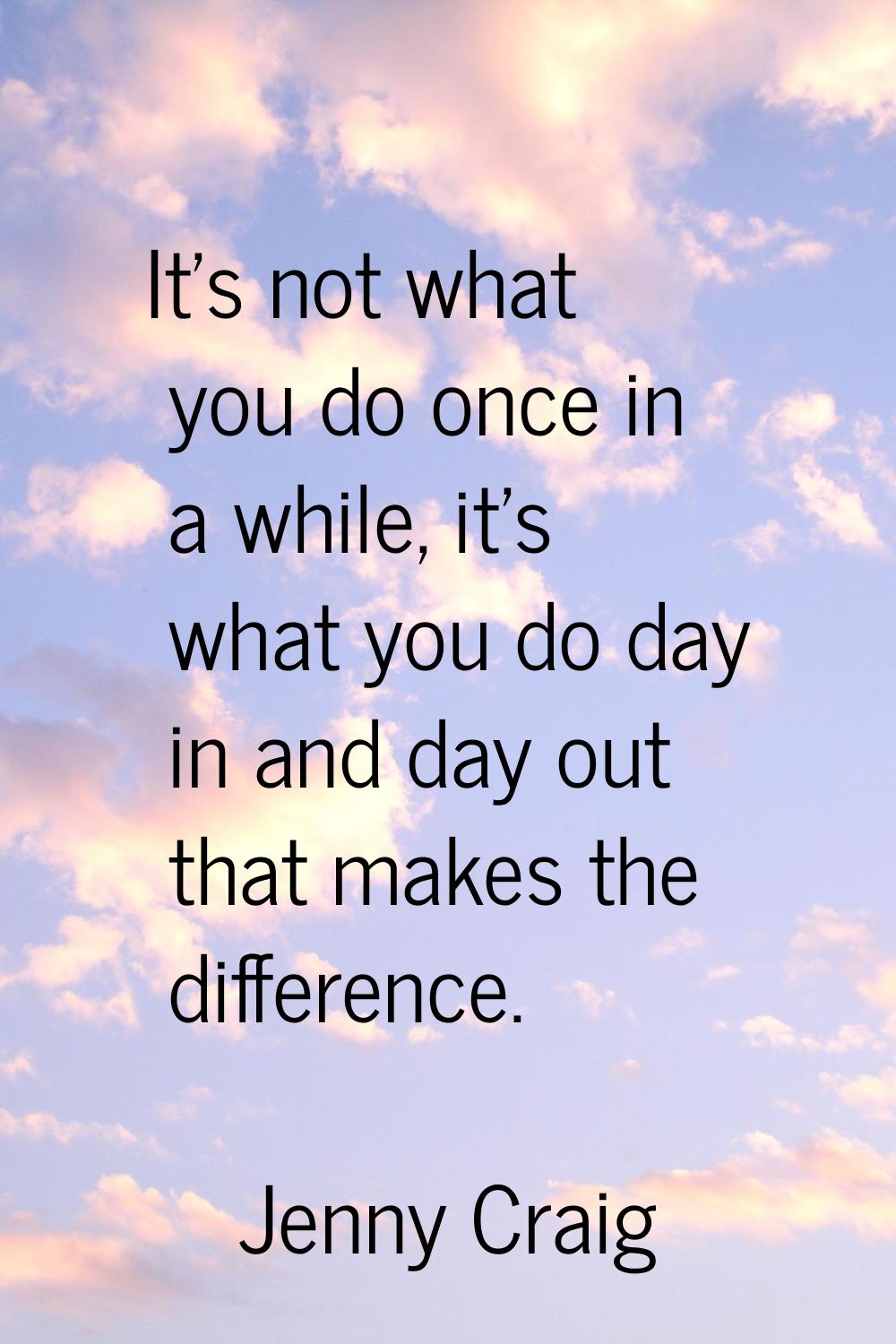 It's not what you do once in a while, it's what you do day in and day out that makes the difference