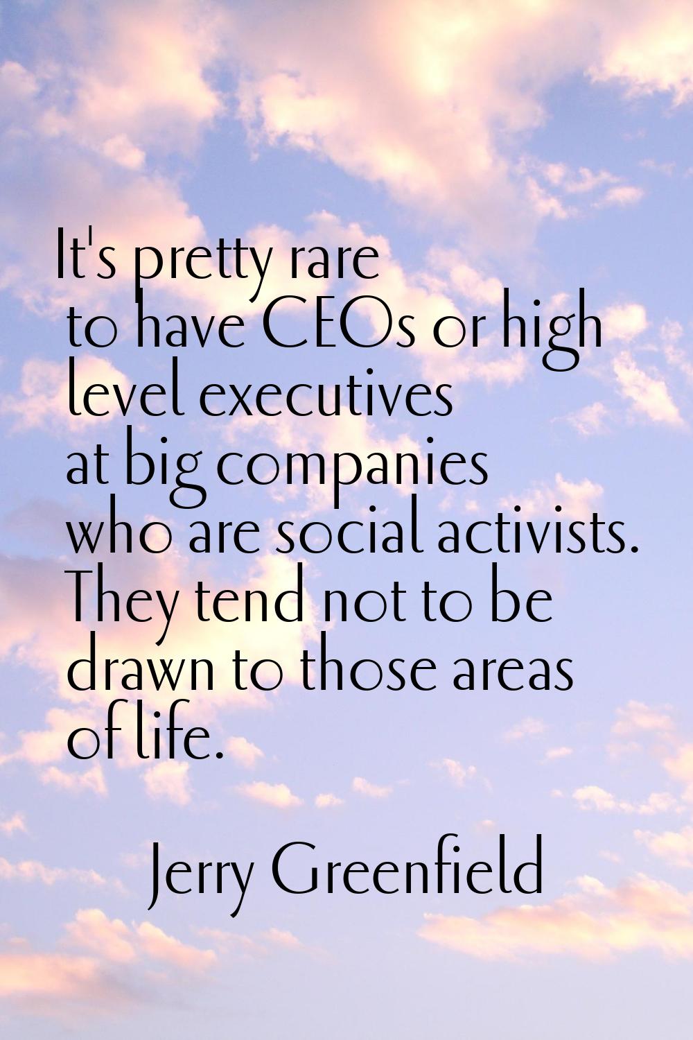 It's pretty rare to have CEOs or high level executives at big companies who are social activists. T