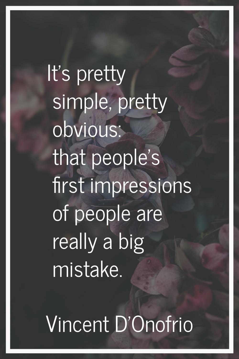 It's pretty simple, pretty obvious: that people's first impressions of people are really a big mist