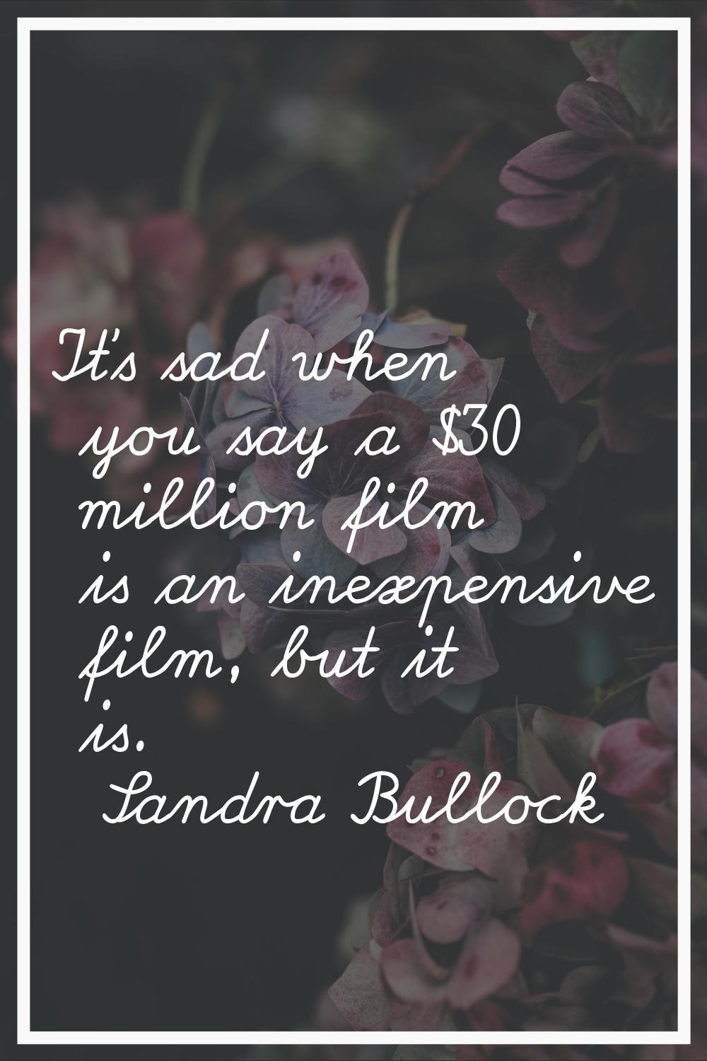 It's sad when you say a $30 million film is an inexpensive film, but it is.