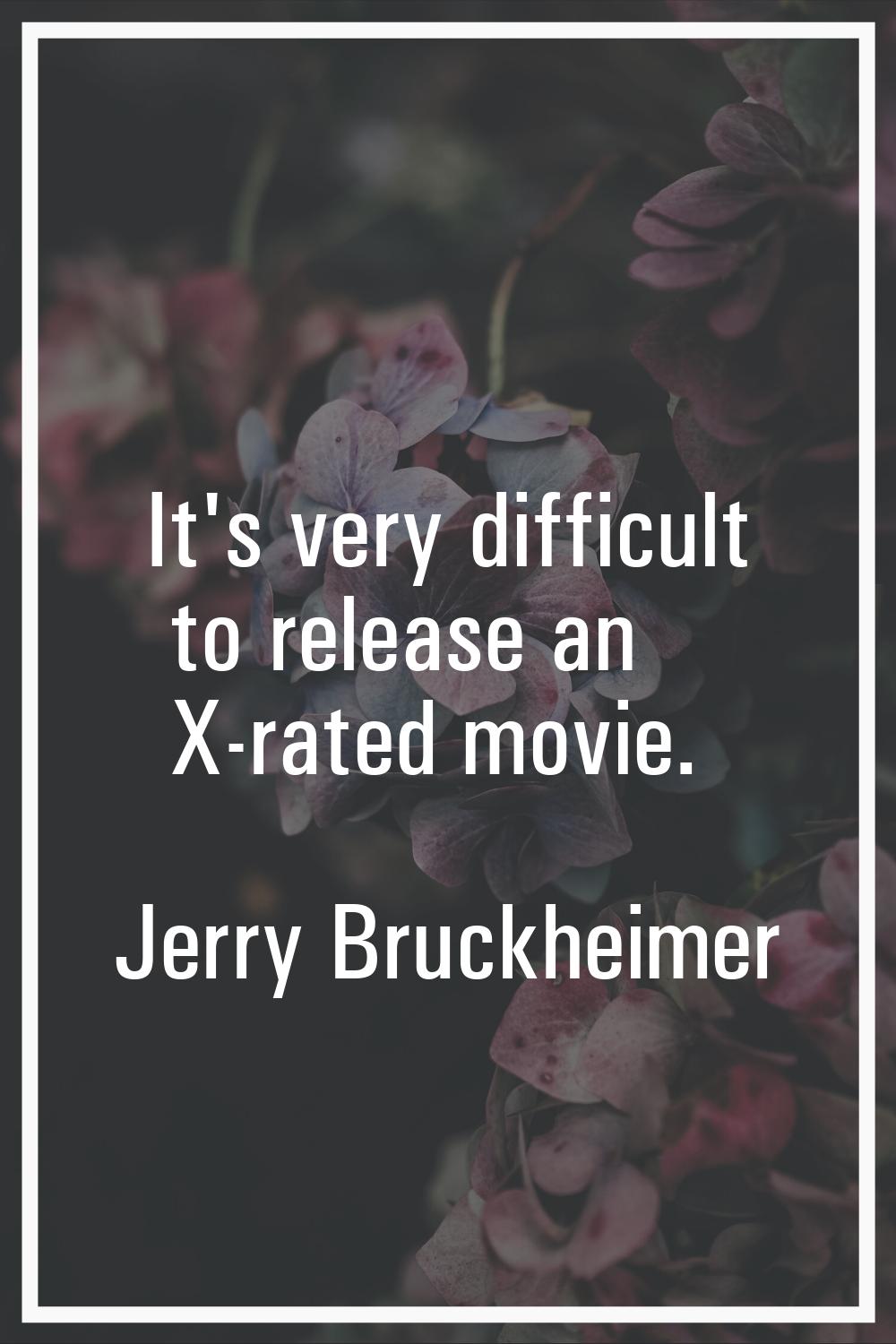 It's very difficult to release an X-rated movie.